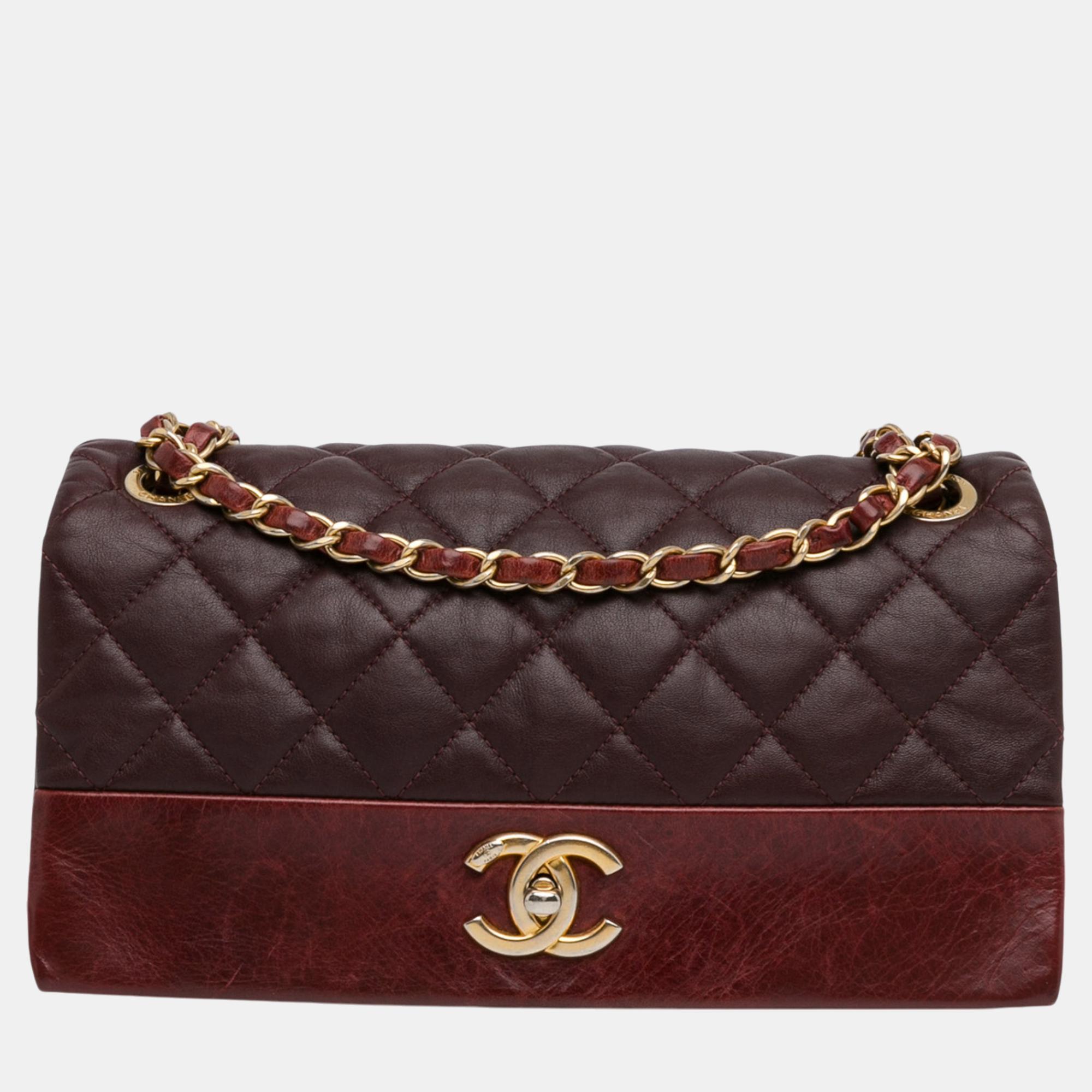 

Chanel Red Burgundy Medium Calfskin Soft Elegance Flap