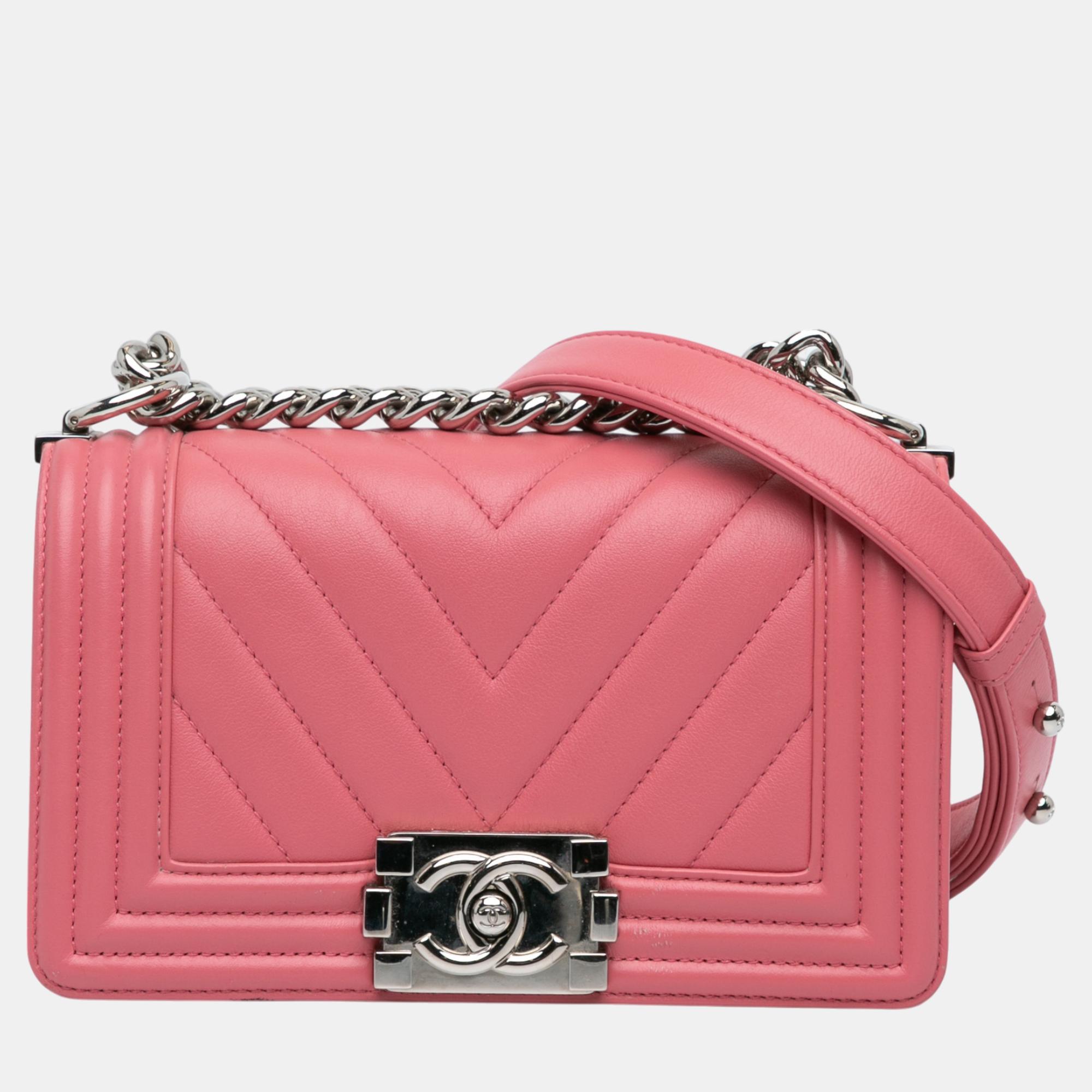 

Chanel Pink Small Chevron Lambskin Boy Flap