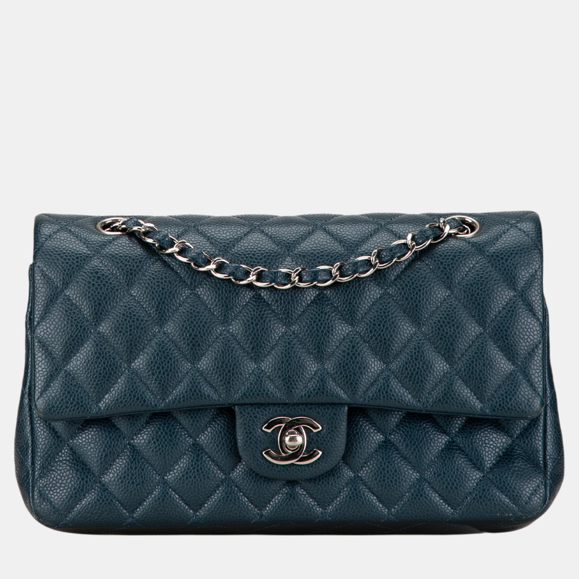 

Chanel Blue Medium Classic Caviar Double Flap