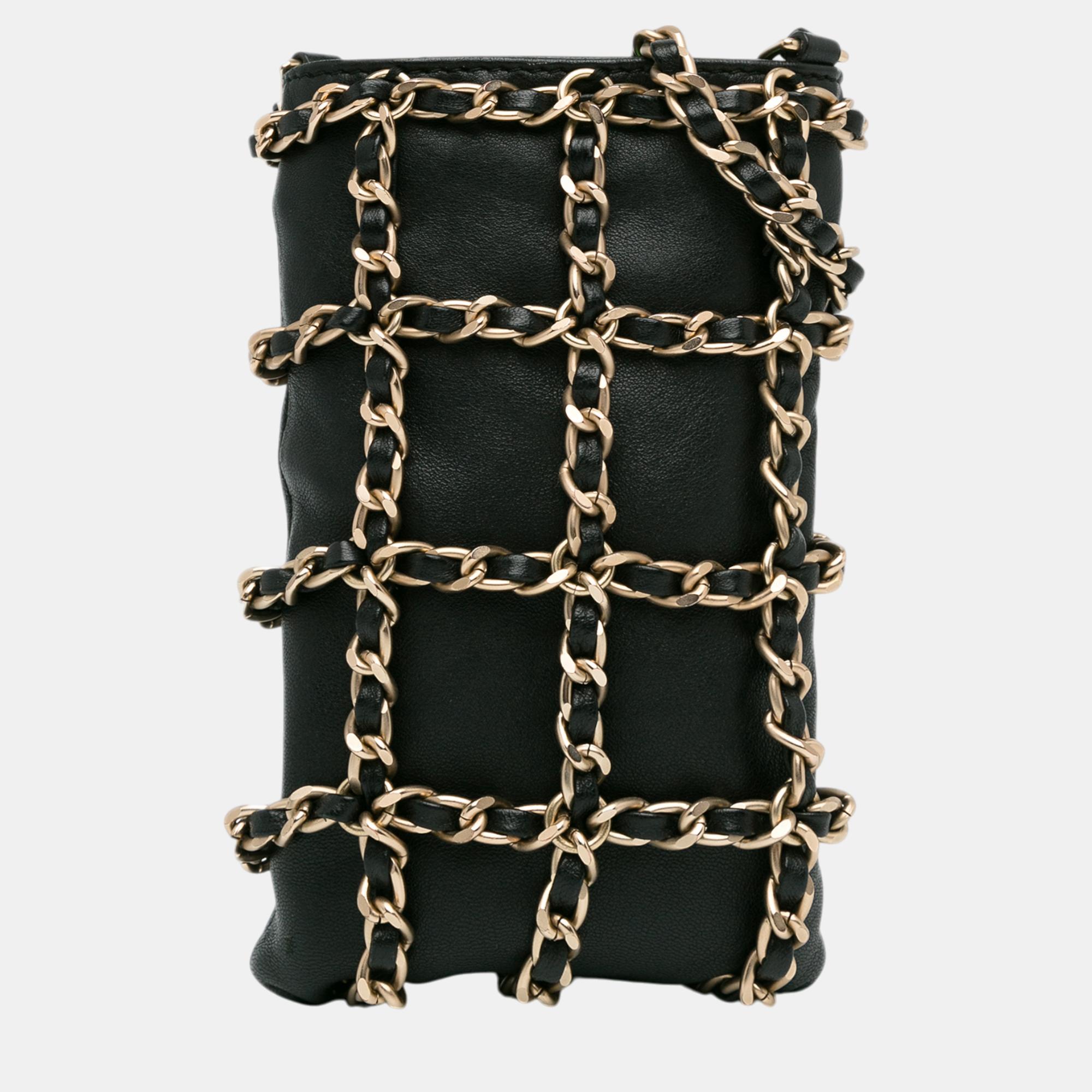 

Chanel Black Lambskin Tech Me Out Clutch With Chain