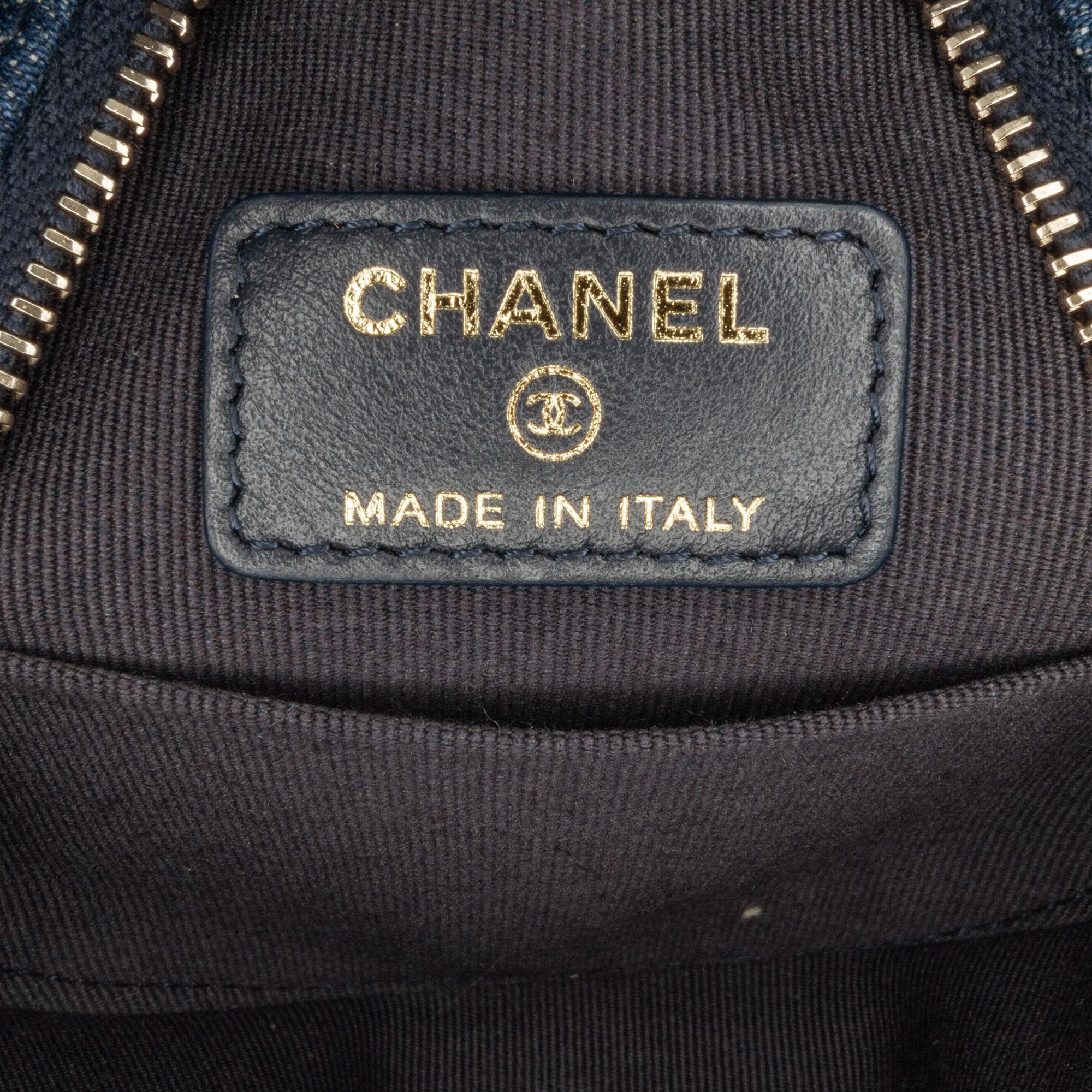 Chanel Blue Denim 19 Round Clutch with Chain 