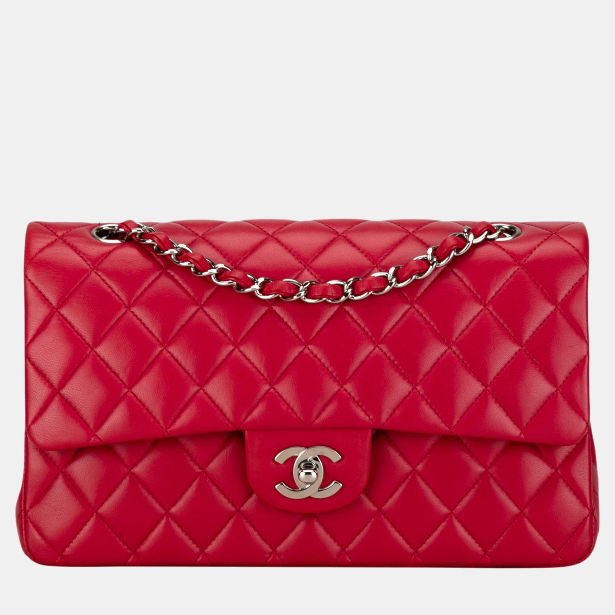 

Chanel Red Medium Classic Lambskin Double Flap