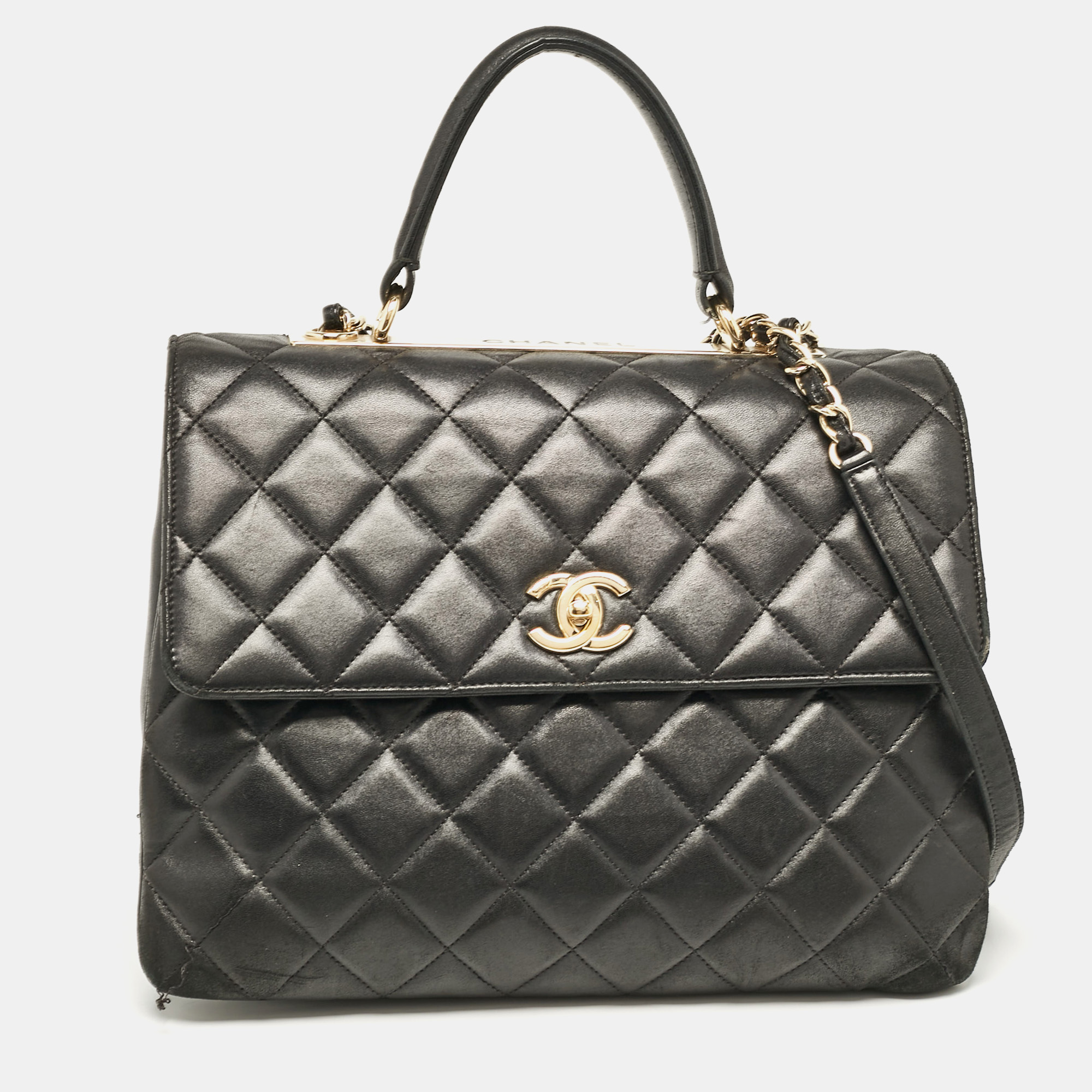 

Chanel Black Quilted Leather Large Trendy CC Top Handle Bag