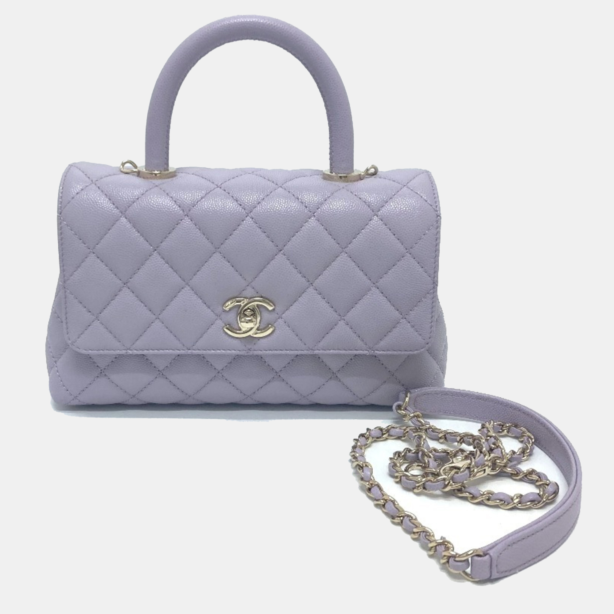 

Chanel Purple Caviar Leather Coco Handle Shoulder Bag