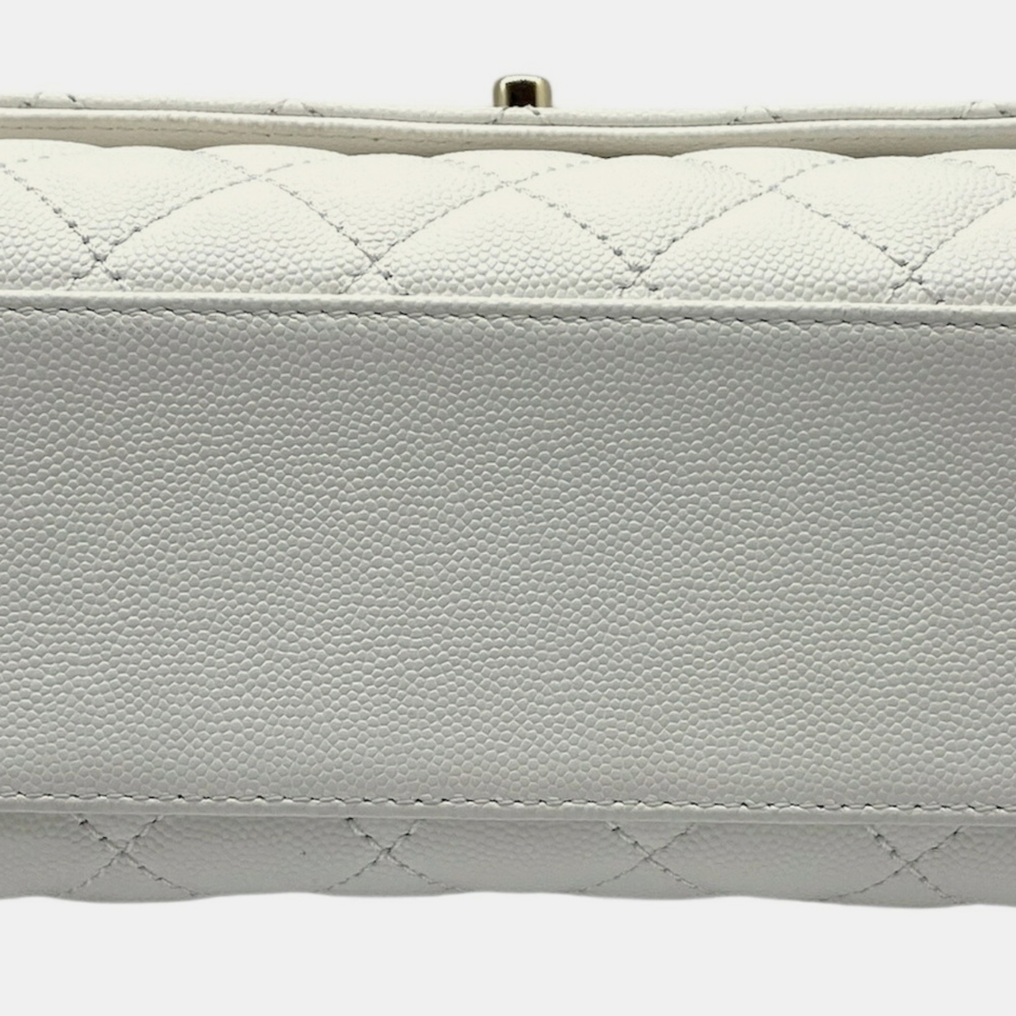 Chanel White Caviar Leather XS Coco Handle Bag 