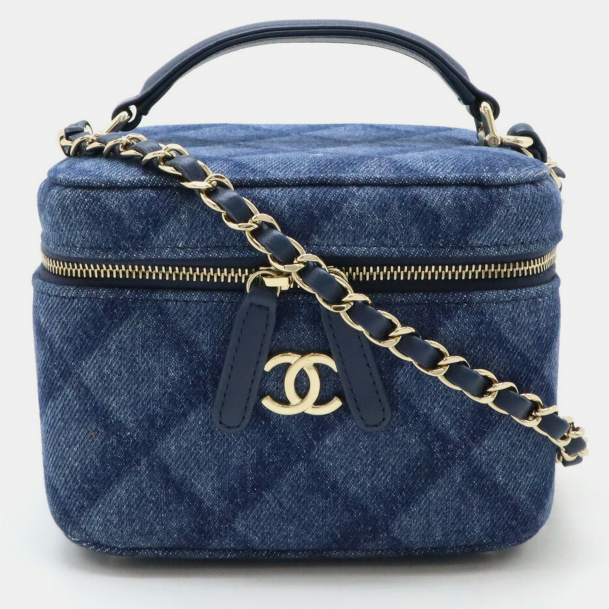 

Chanel Matelasse Chain Vanity Coco Mark Bag Handbag Shoulder Denim Blue