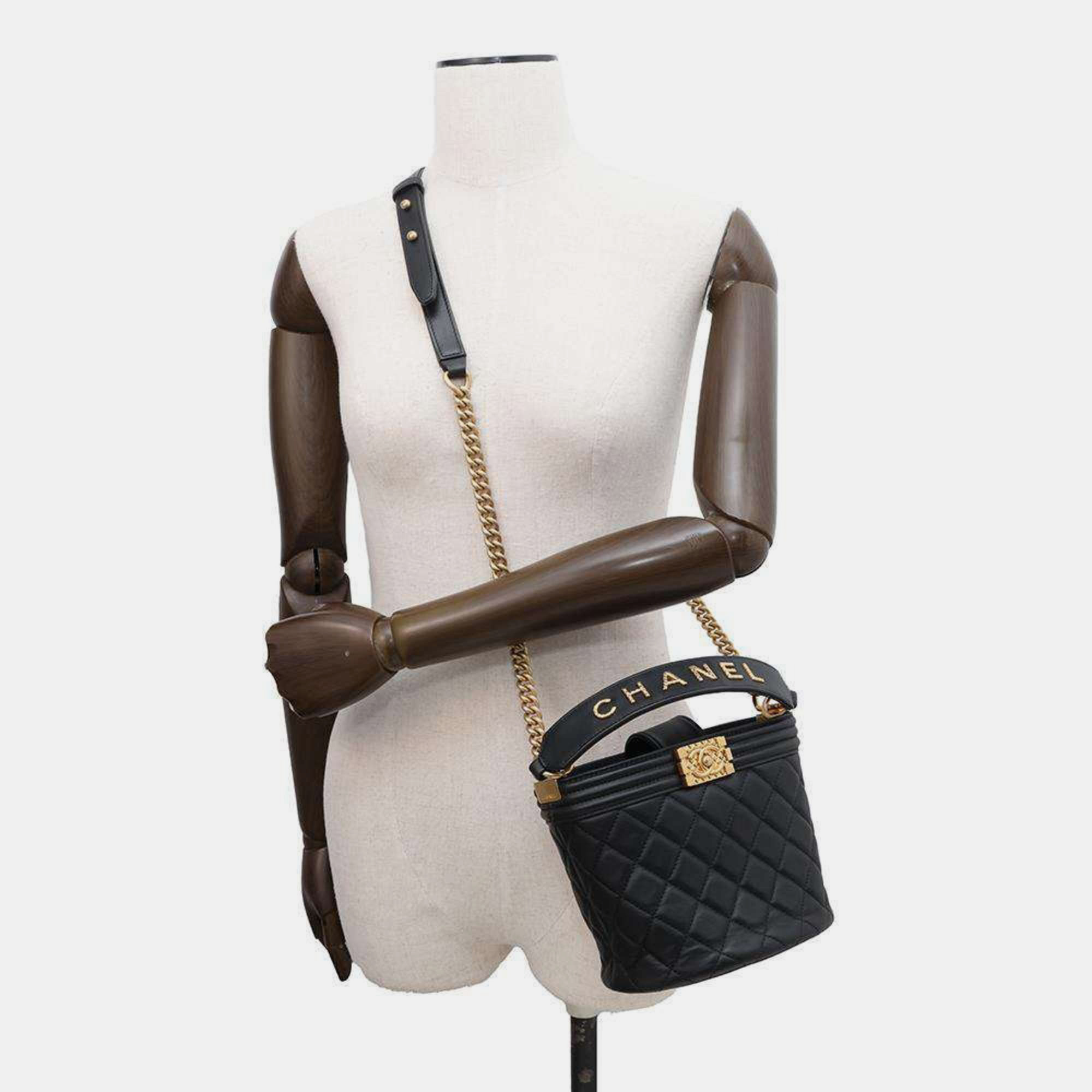 Chanel Black Leather Boy Bucket Bag 