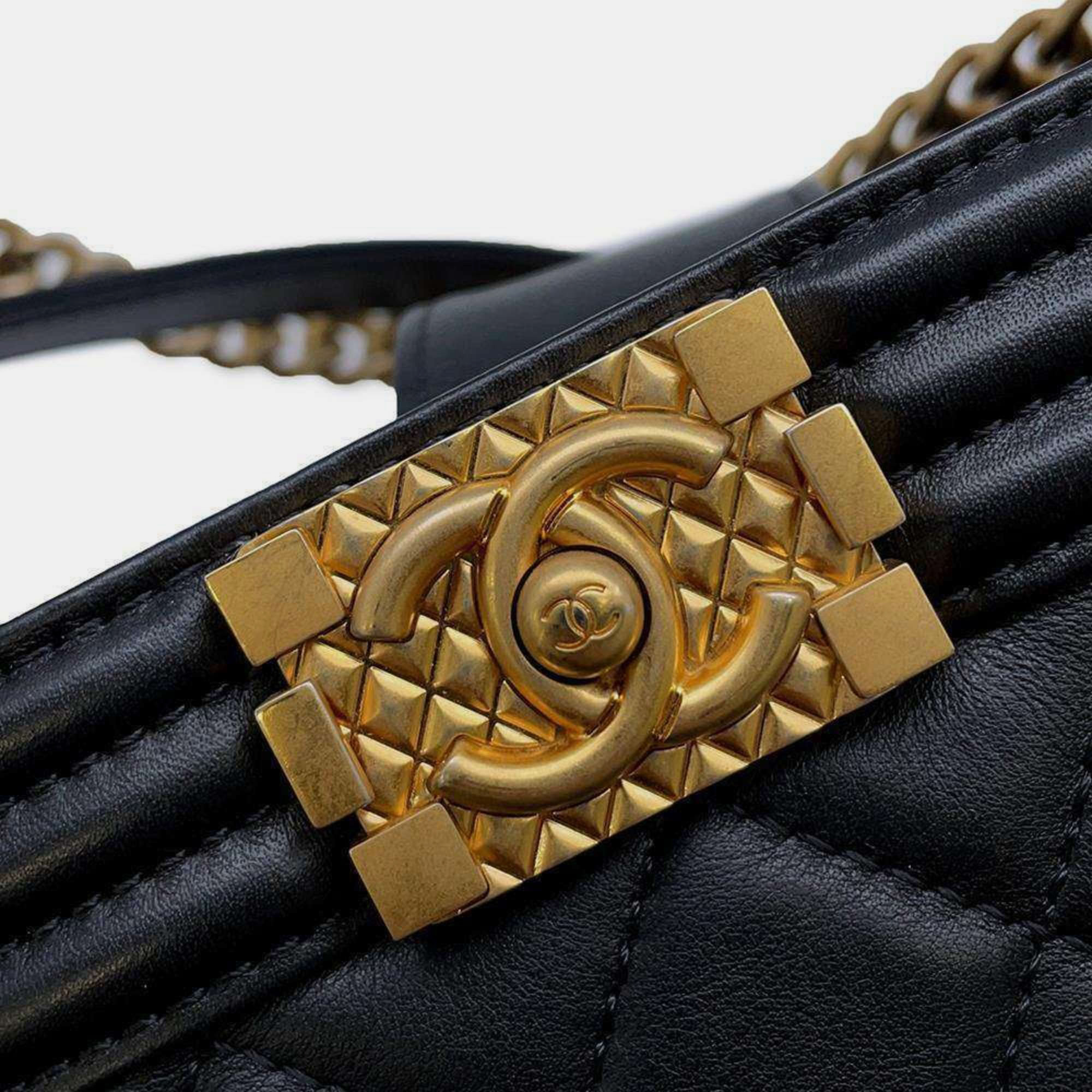 Chanel Black Leather Boy Bucket Bag 