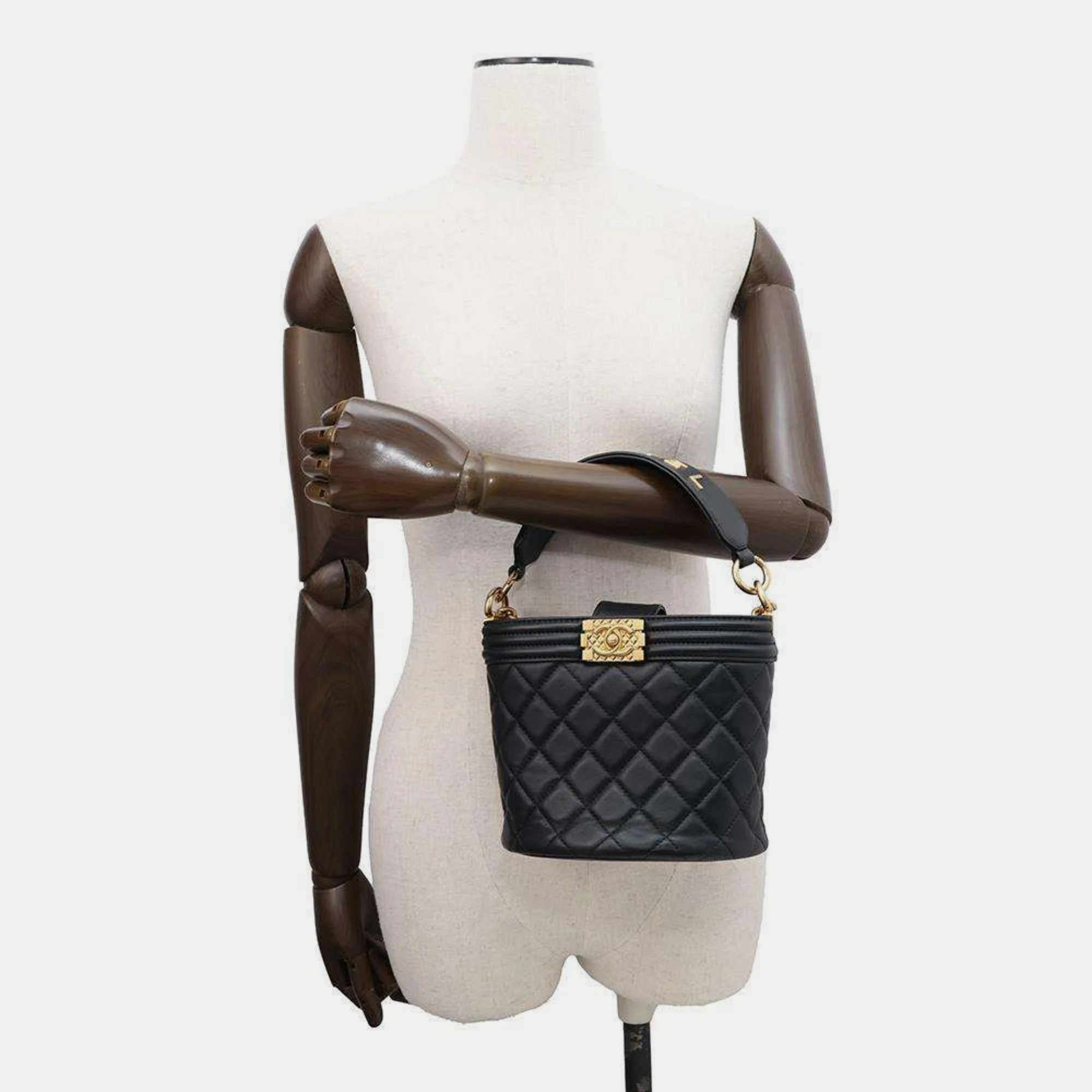 Chanel Black Leather Boy Bucket Bag 