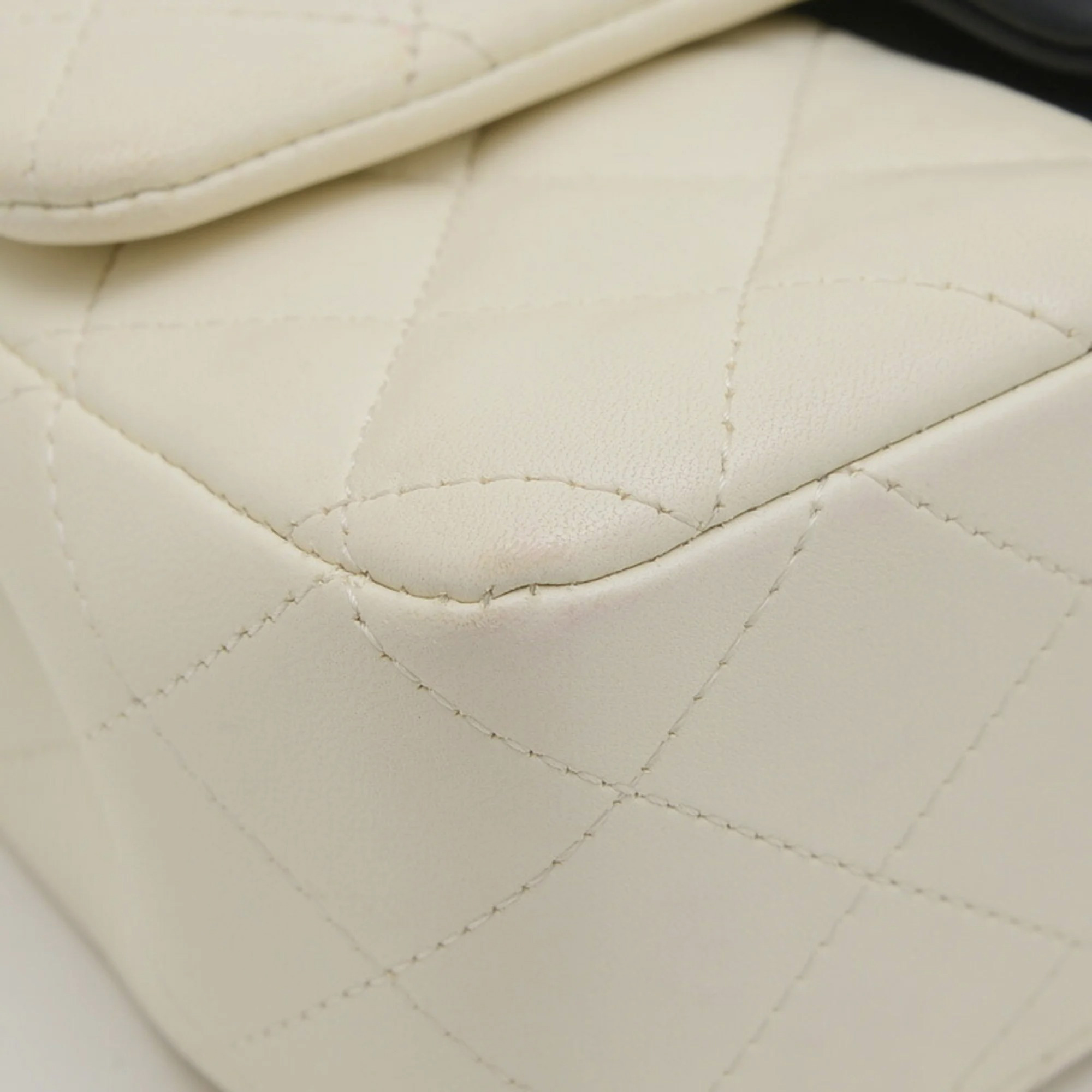 Chanel Bicolor White Black Leather Shoulder Bag 