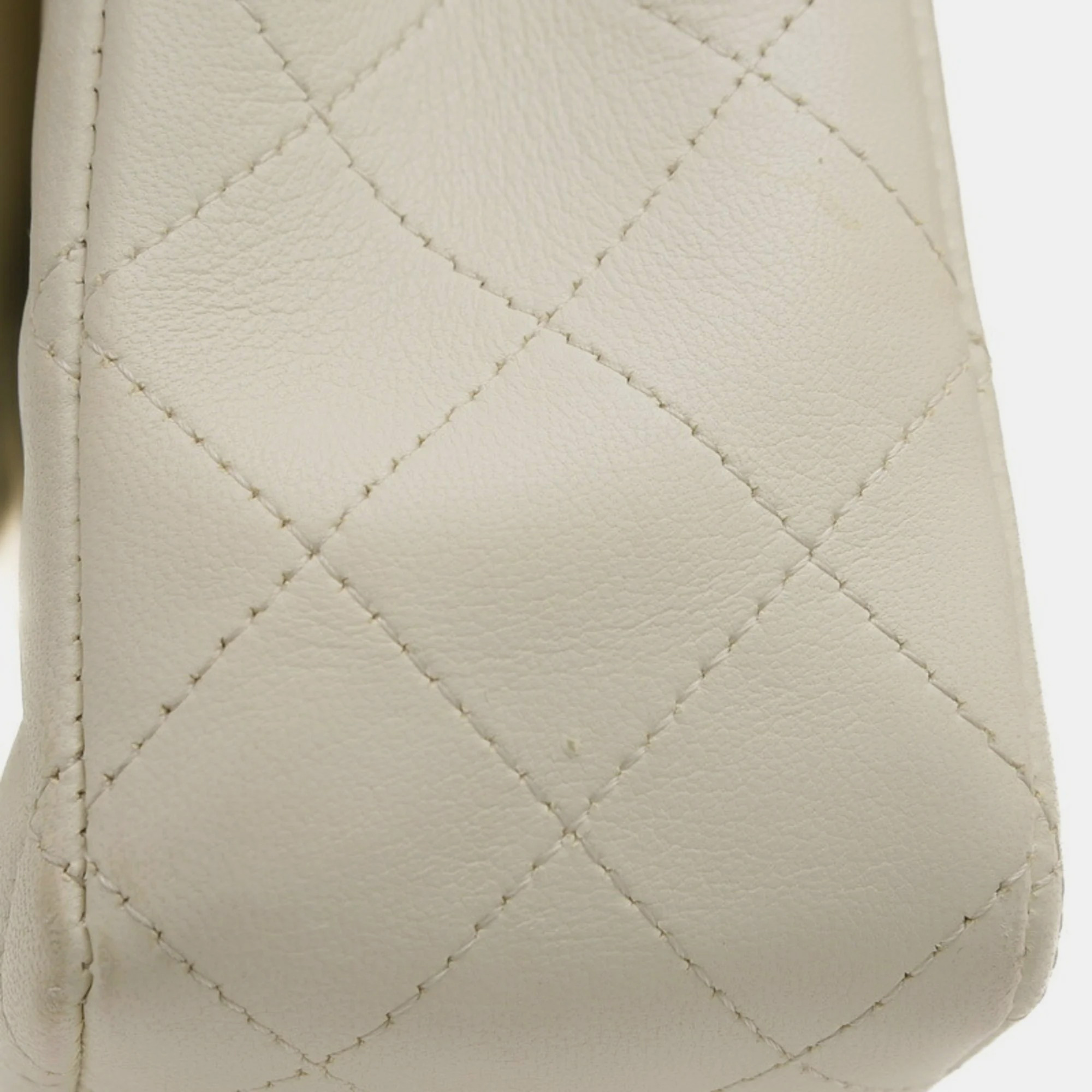 Chanel Bicolor White Black Leather Shoulder Bag 