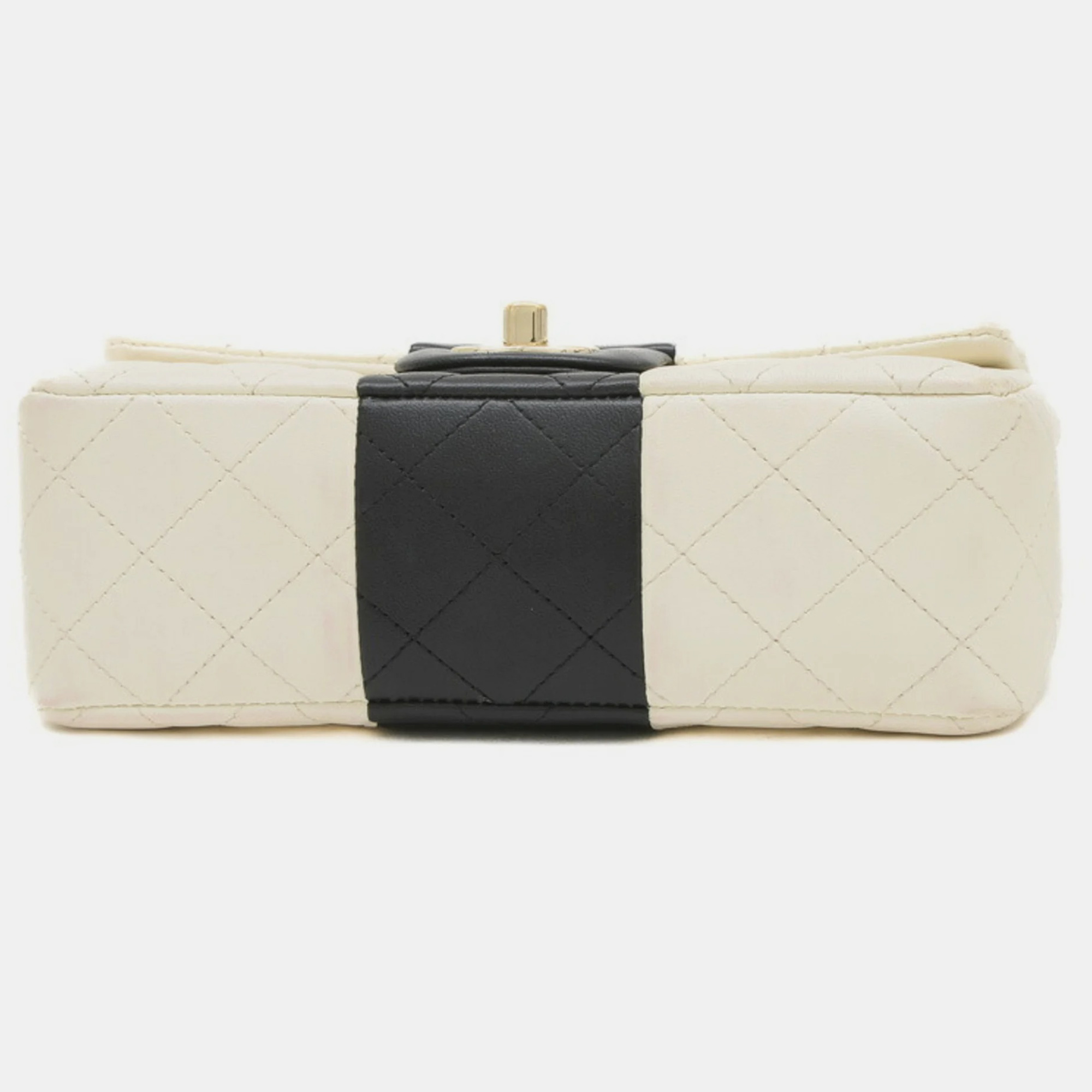 Chanel Bicolor White Black Leather Shoulder Bag 