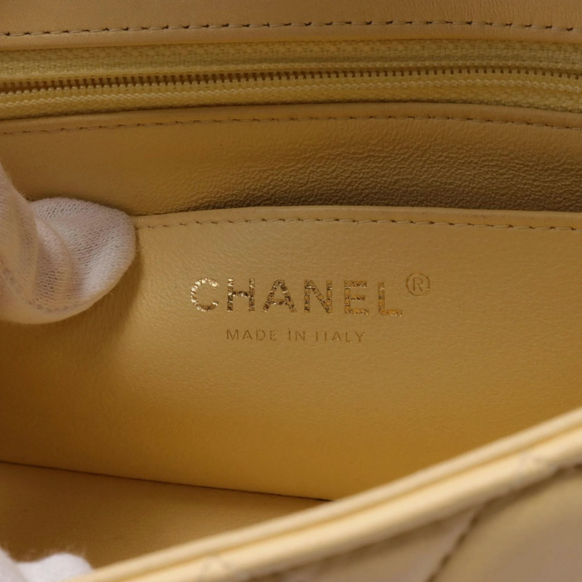 Chanel Yellow Leather Chain Shoulder Bag 