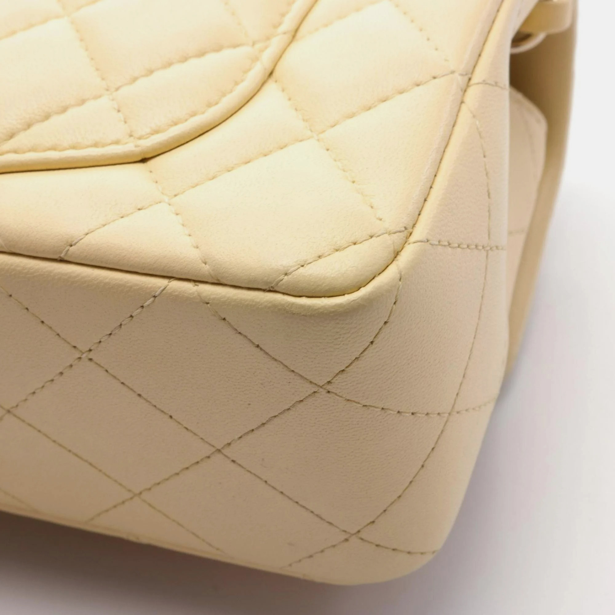 Chanel Yellow Leather Chain Shoulder Bag 