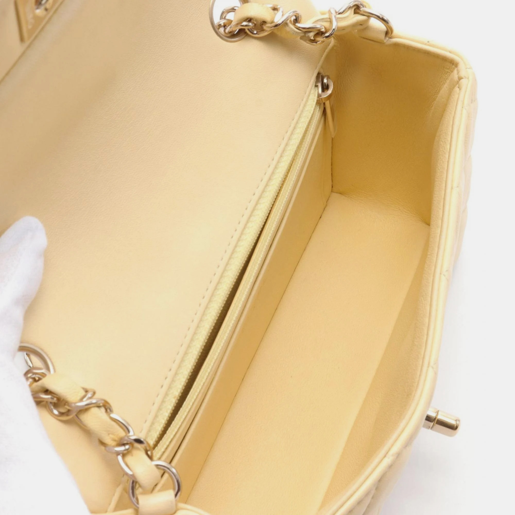 Chanel Yellow Leather Chain Shoulder Bag 