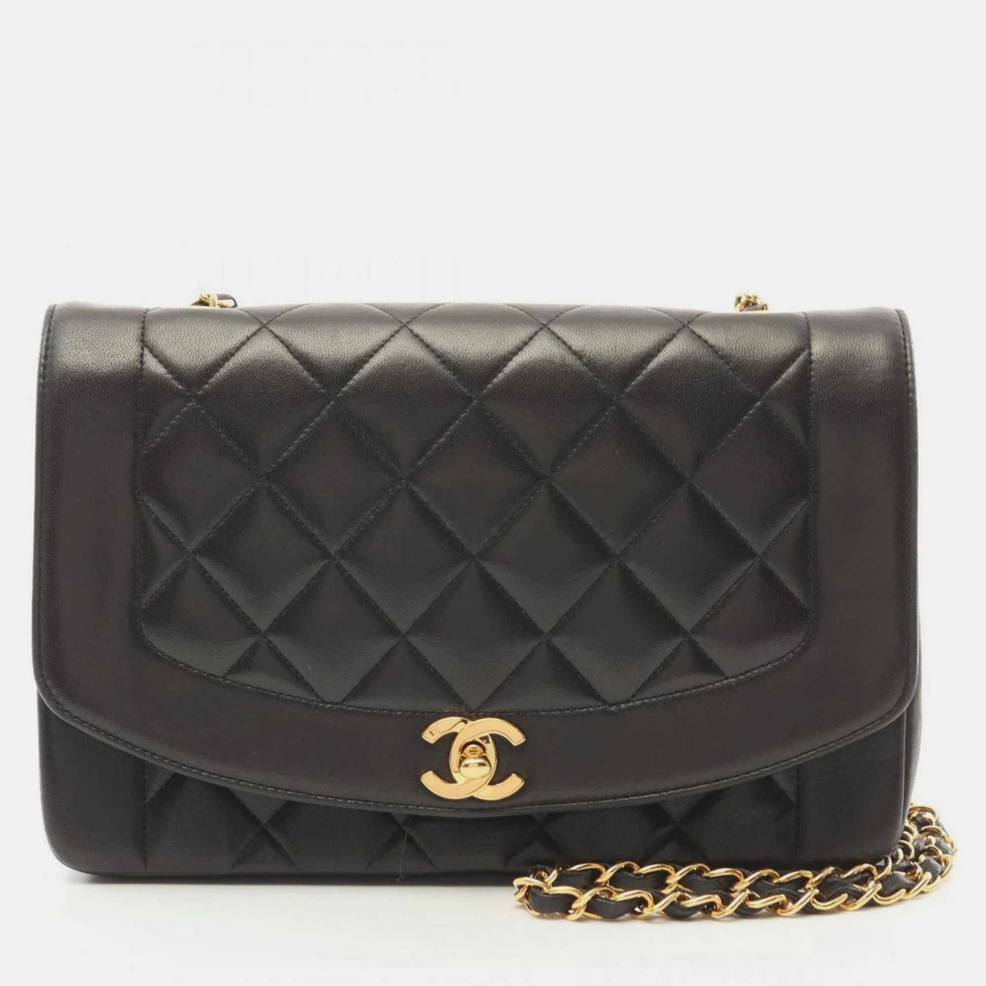 

Chanel Black Lambskin Leather Diana Flap Shoulder Bag