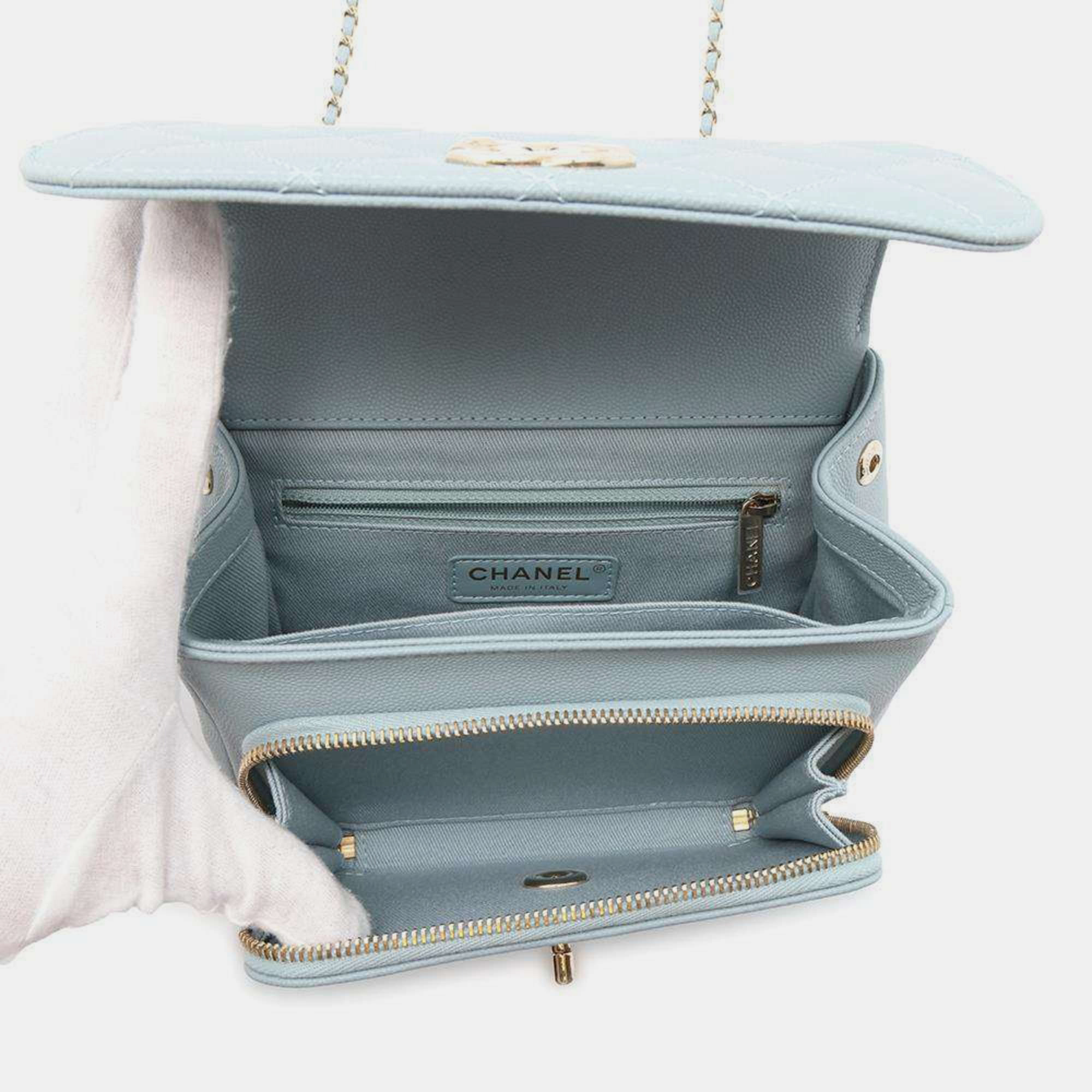 Chanel Light Blue Caviar Leather Affinity Small Chain Shoulder Bag 