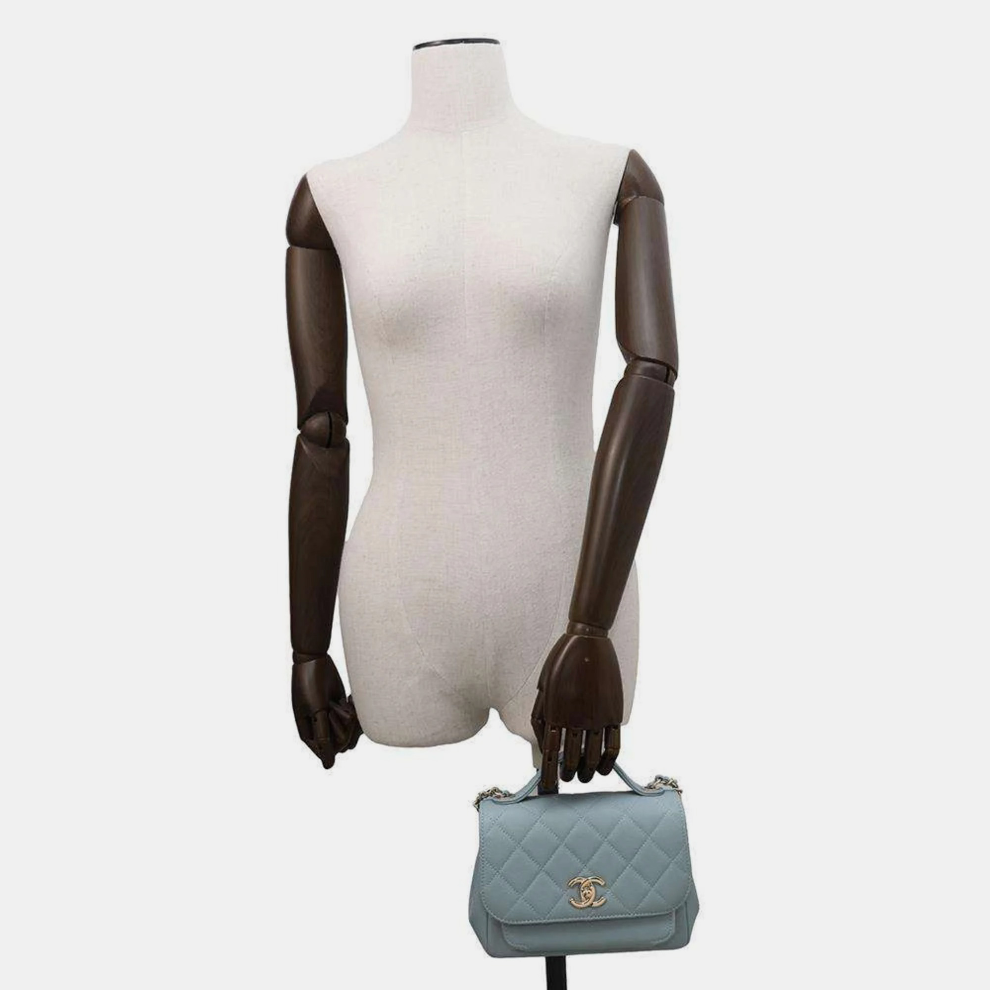 Chanel Light Blue Caviar Leather Affinity Small Chain Shoulder Bag 
