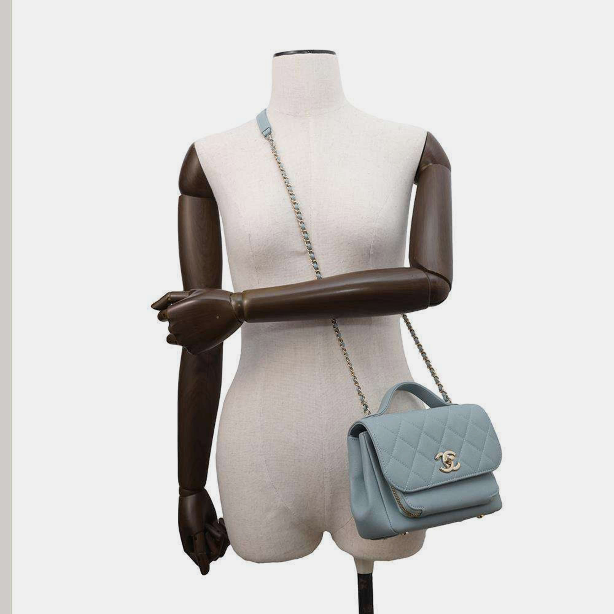 Chanel Light Blue Caviar Leather Affinity Small Chain Shoulder Bag 