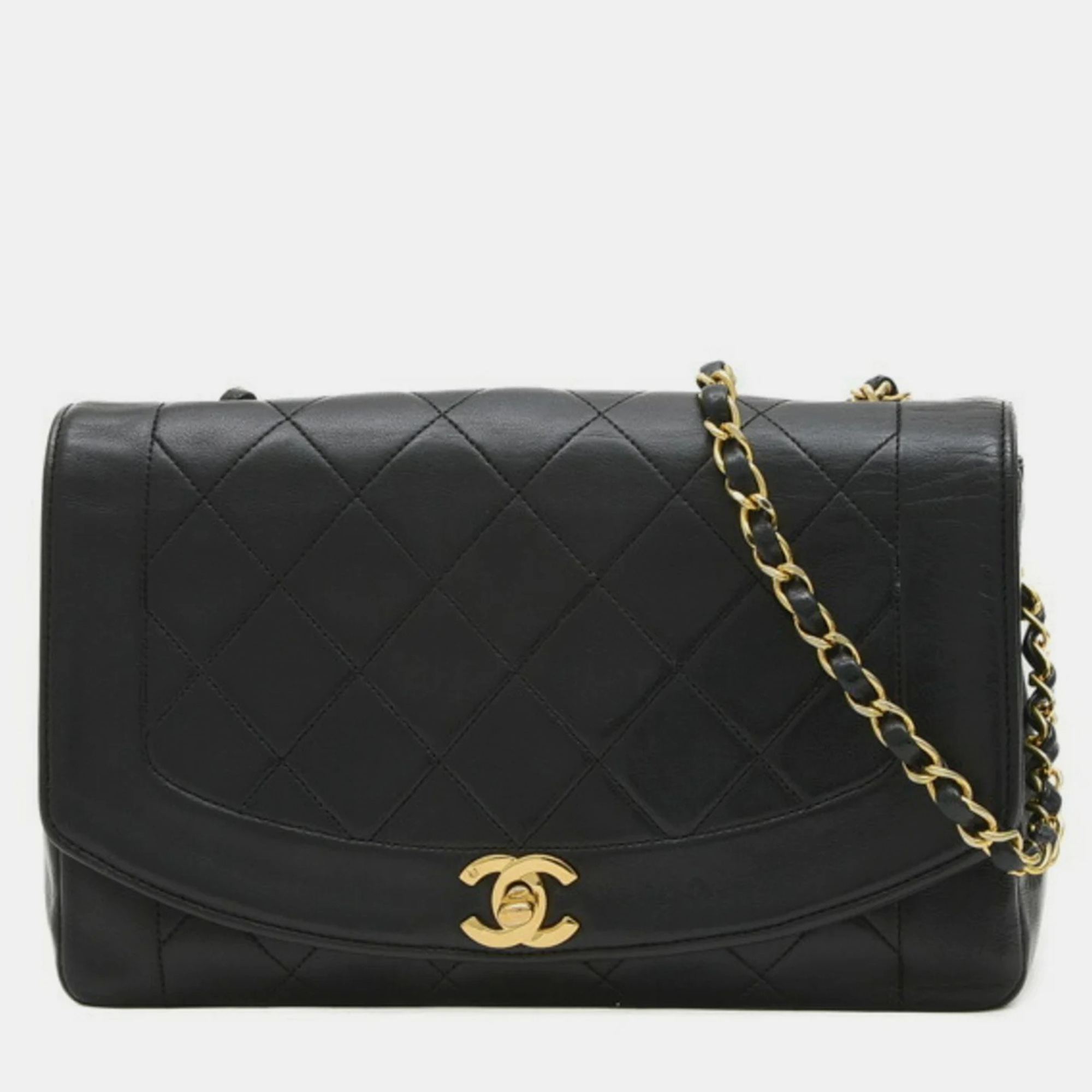 

Chanel Black Lambskin Leather Diana Chain Shoulder Bag