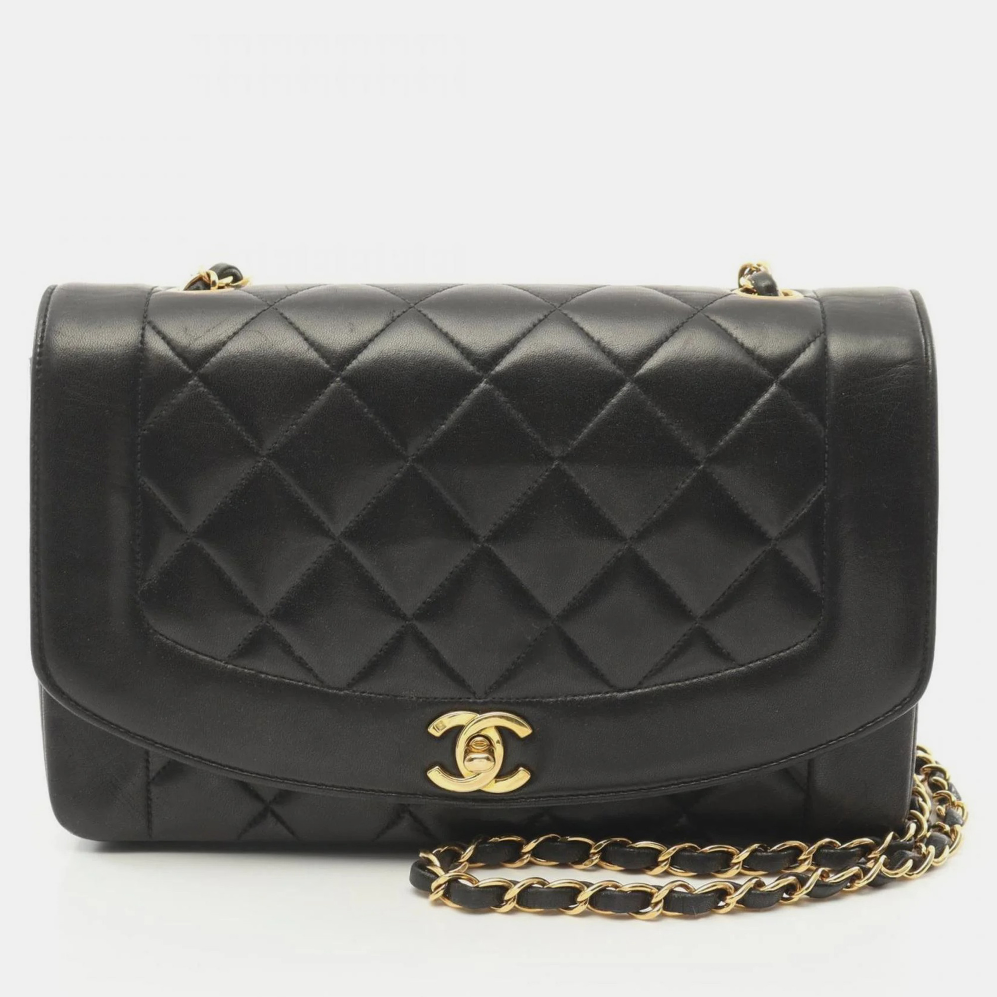 

Chanel Black Lambskin Leather Diana Flap Shoulder Bag