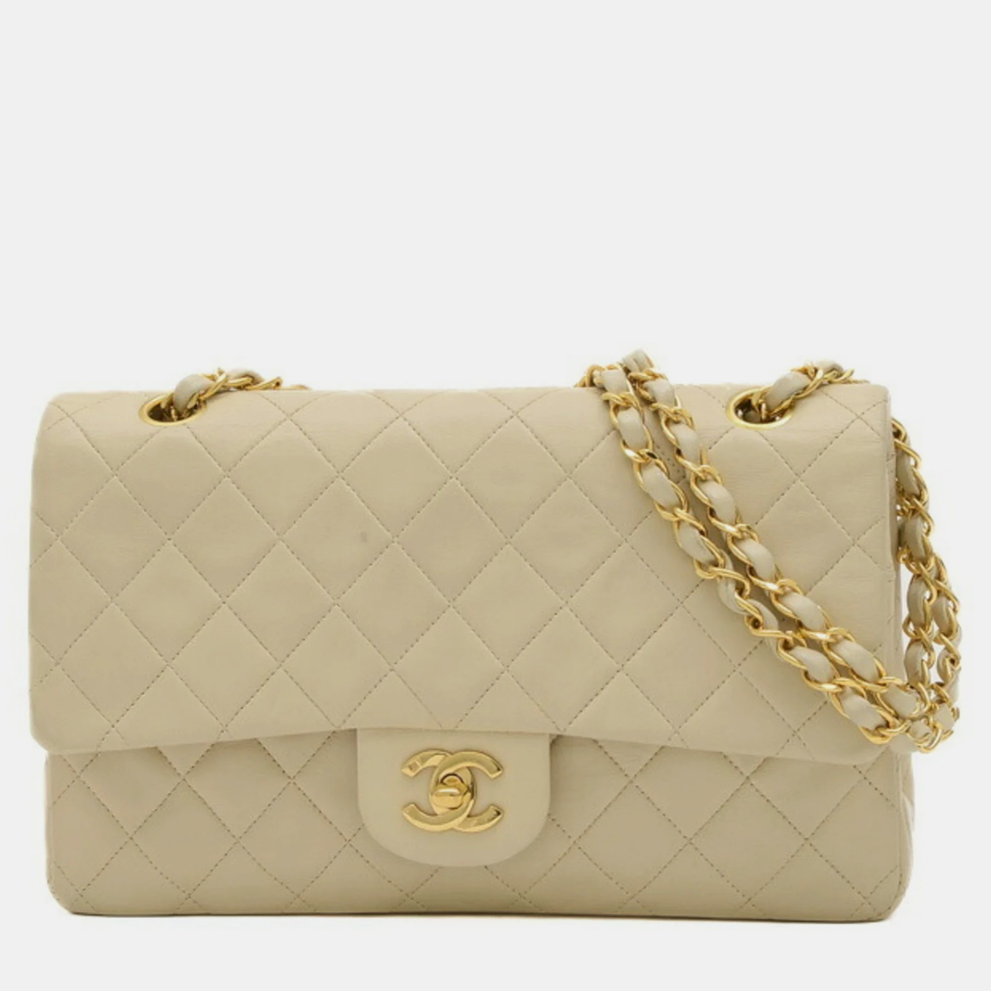 

Chanel Matelasse W-Flap Chain Lambskin Beige Shoulder Bag