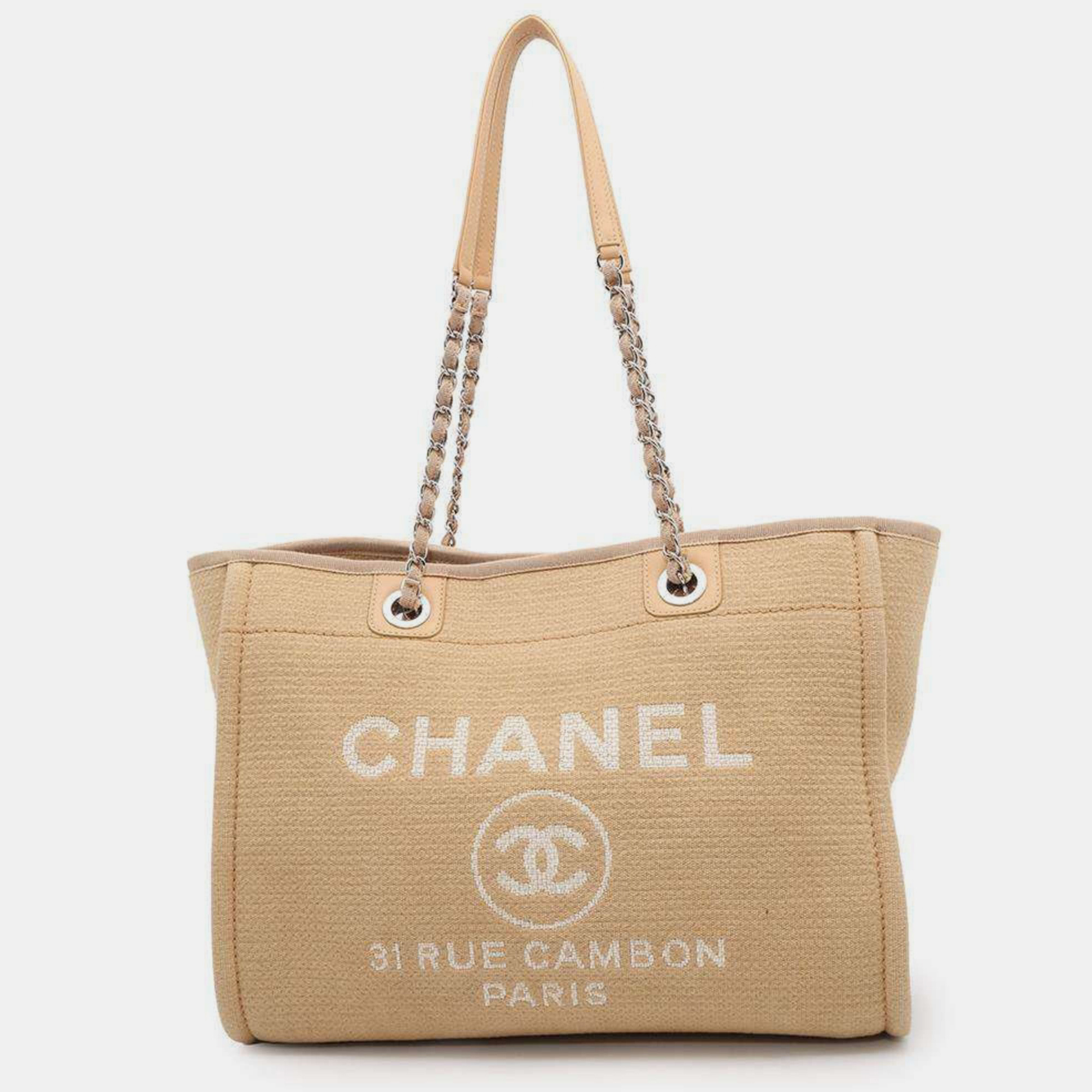 

Chanel Beige Canvas Deauville Medium Tote Bag