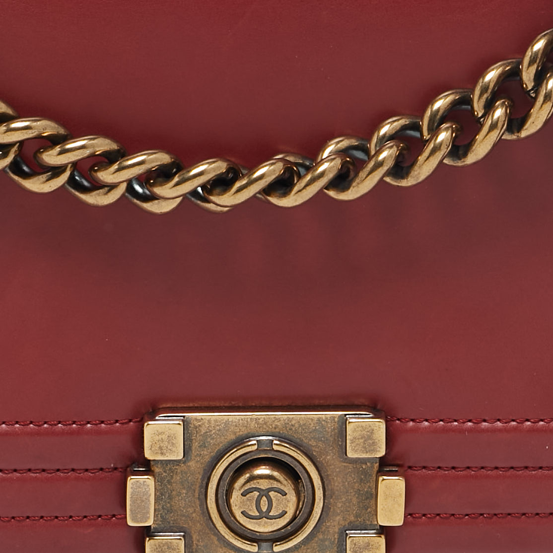 Chanel Red Leather Medium Boy Flap Bag 