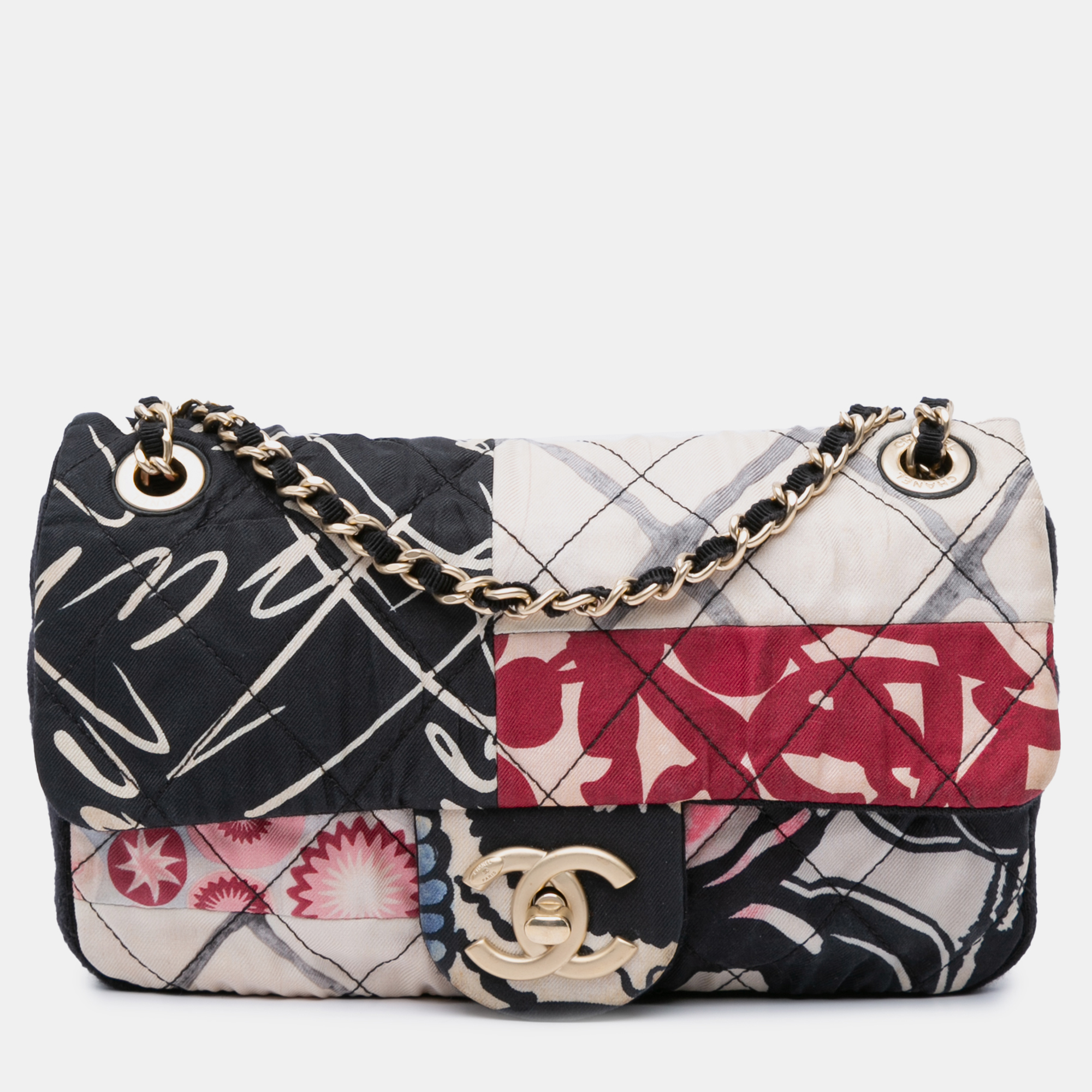 

Chanel Multicolor Mini Rectangular Printed Nylon and Jersey Patchwork Single Flap