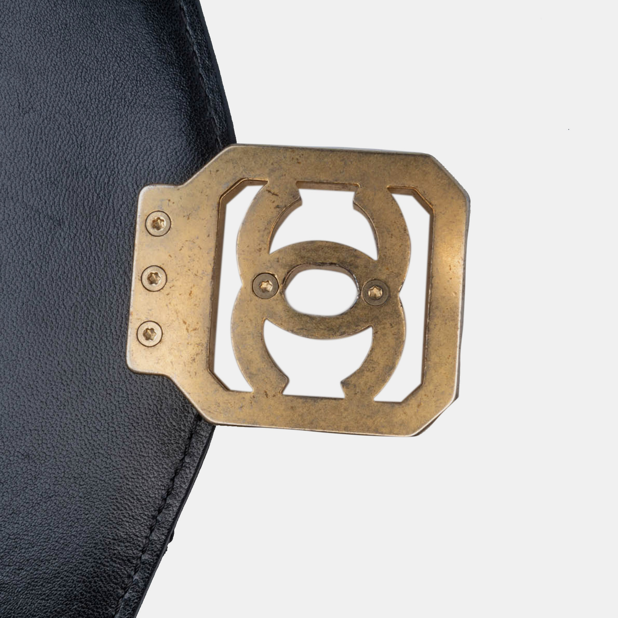 Chanel Black Quilted Lambskin Crystal Geometric CC Frame Flap 