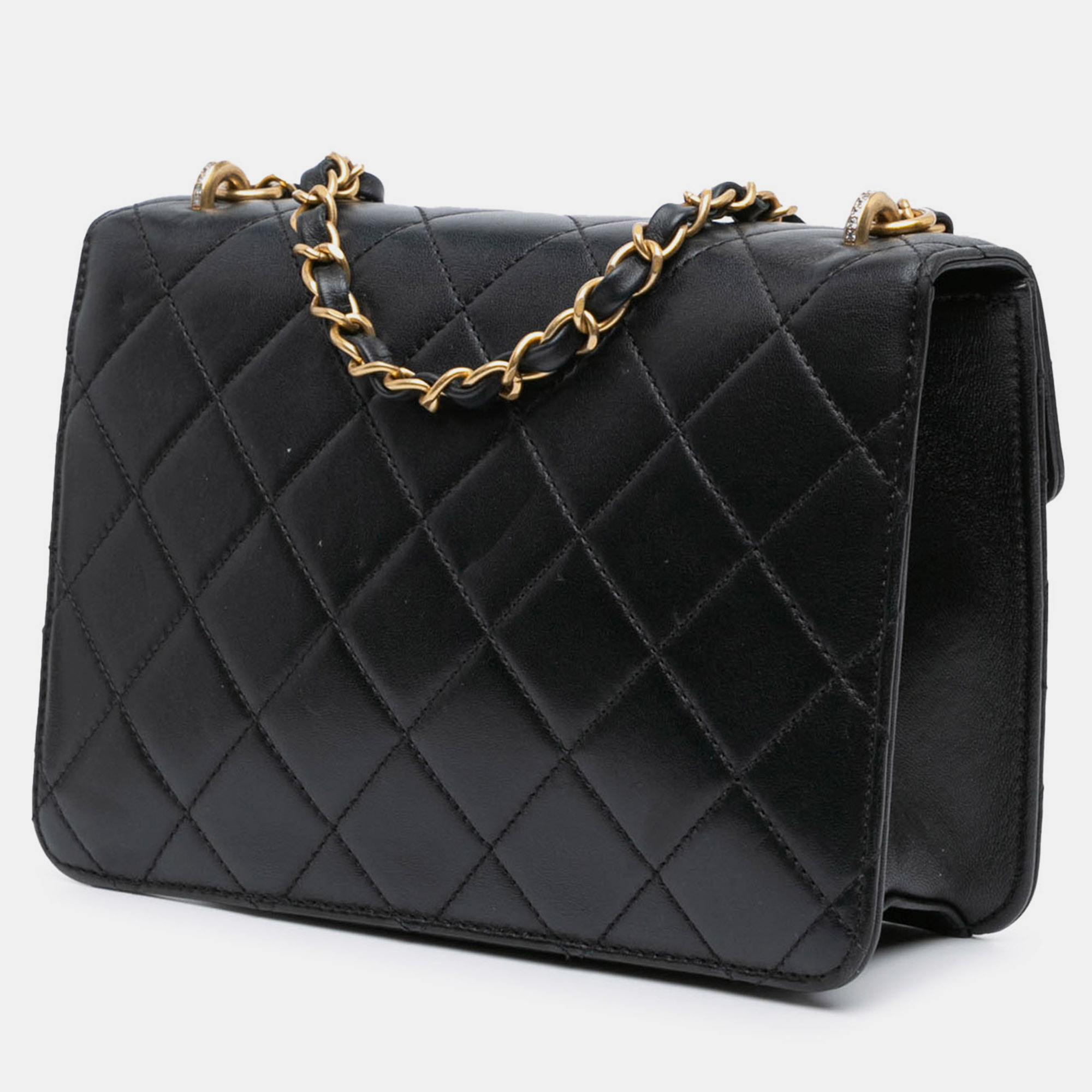 Chanel Black Quilted Lambskin Crystal Geometric CC Frame Flap 