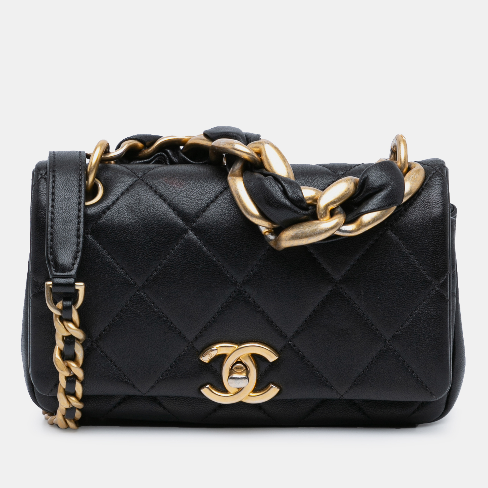 

Chanel Black Small Quilted Lambskin Chain is More Flap