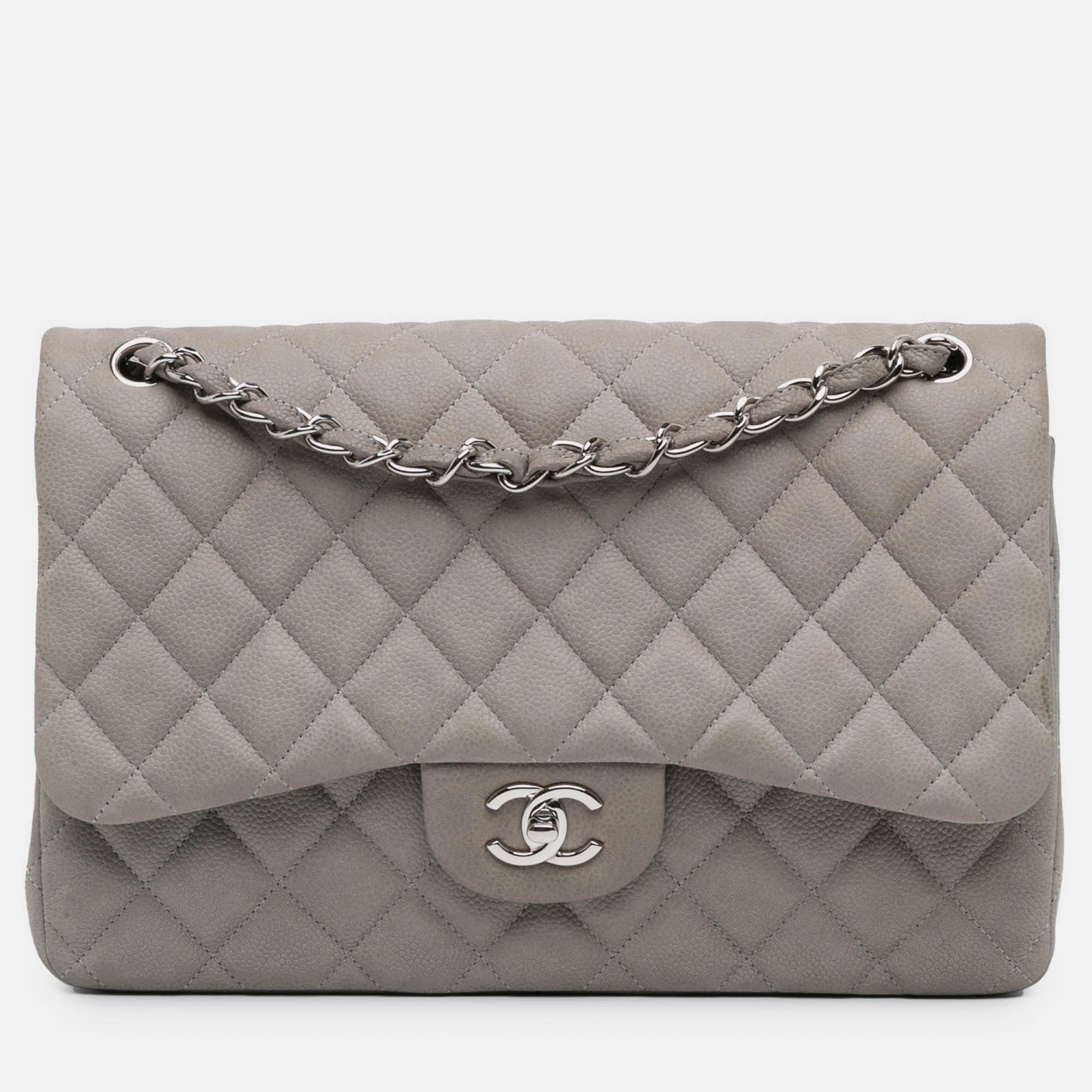 

Chanel Grey Jumbo Classic Caviar Double Flap