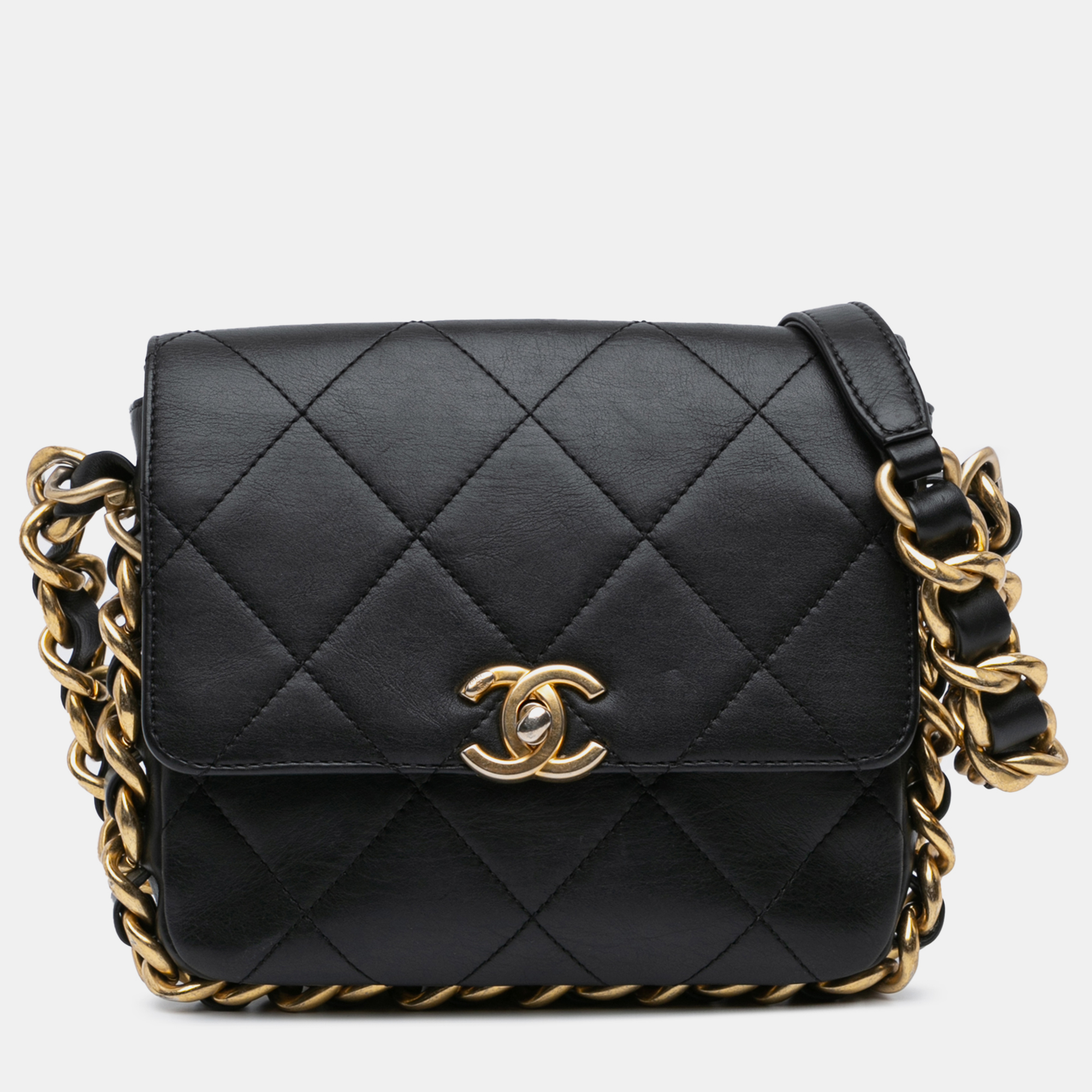 

Chanel Black Small Quilted Calfskin Framing Chain Flap