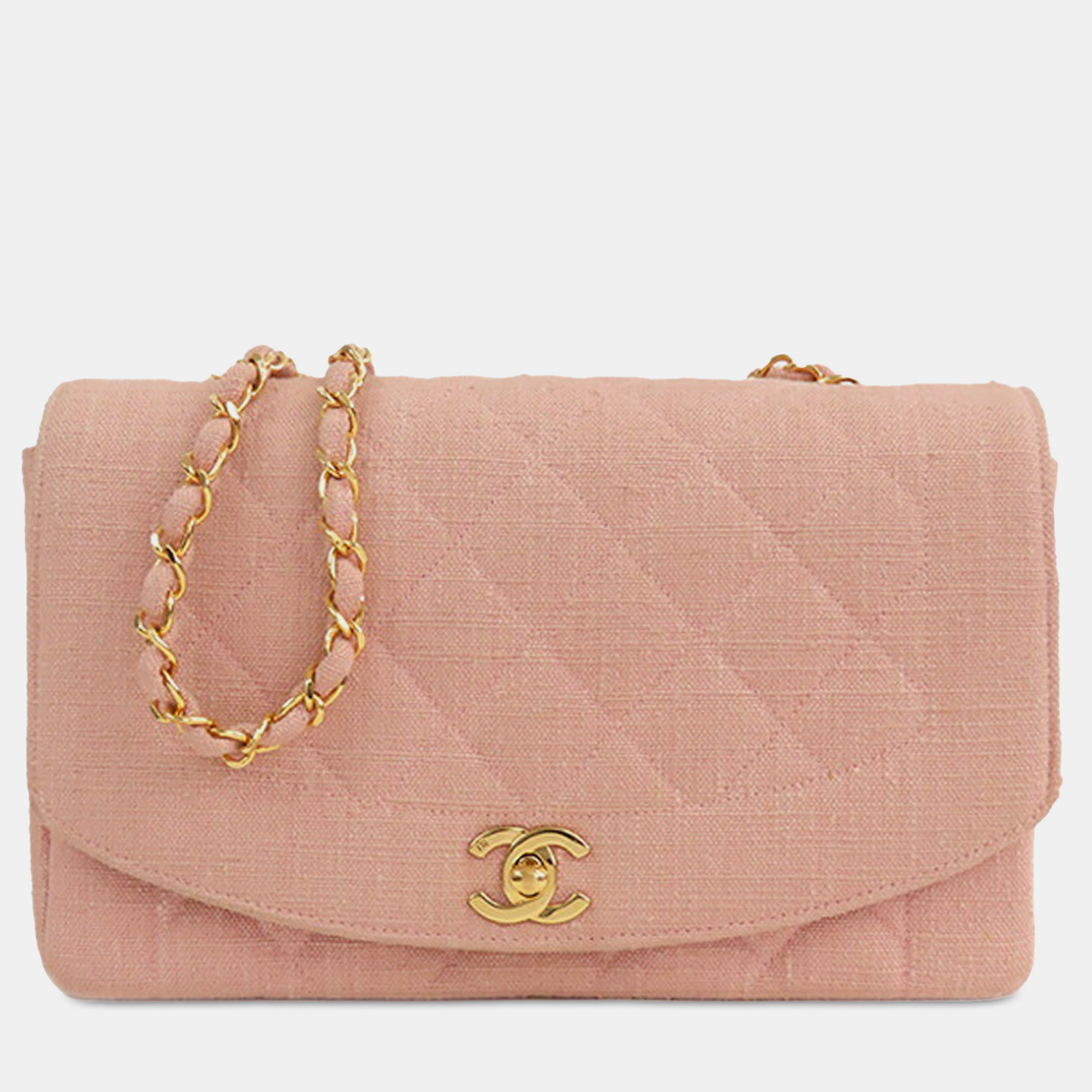 

Chanel Pink Canvas Medium Diana Flap Bag