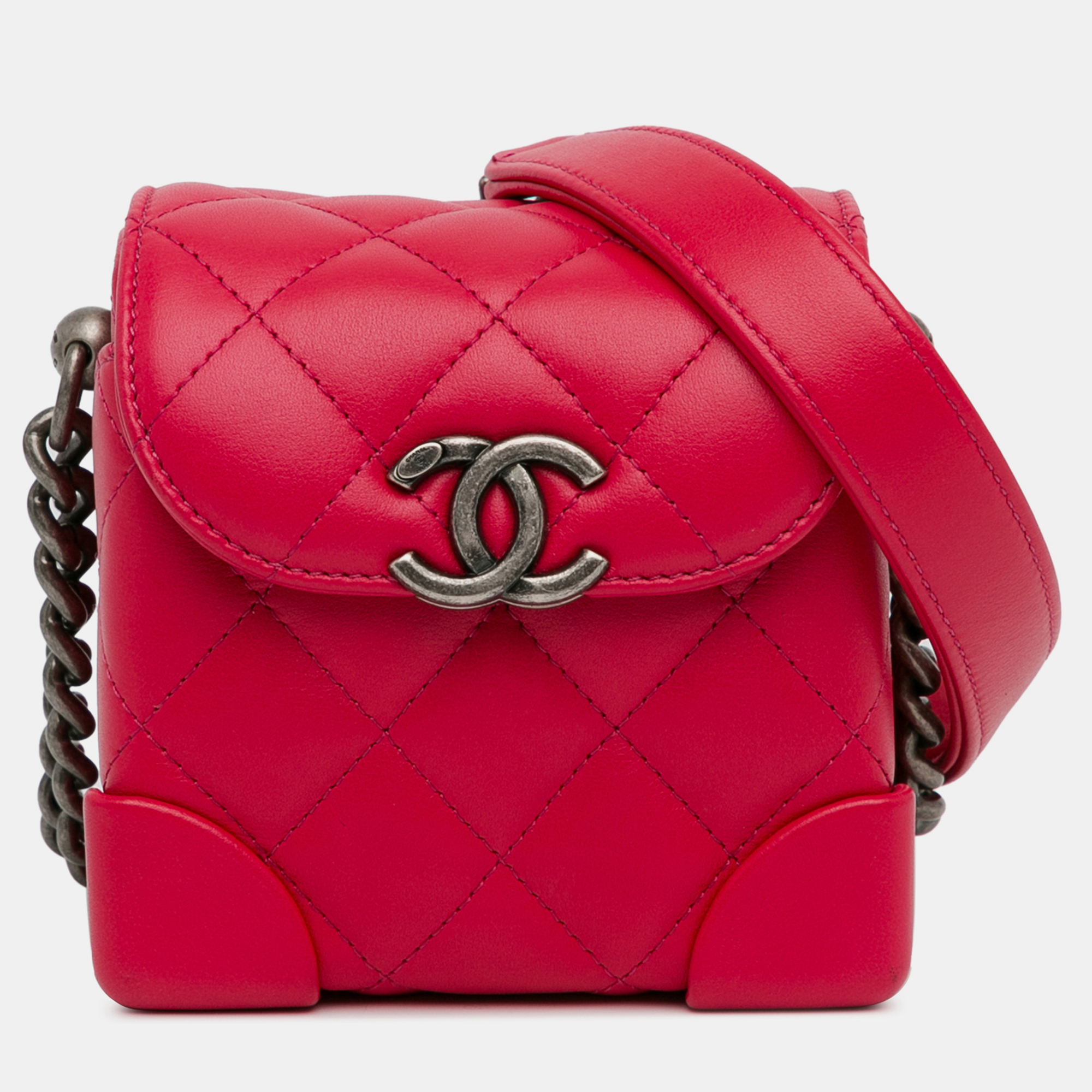 

Chanel Pink Mini Lambskin Trunk Like Crossbody