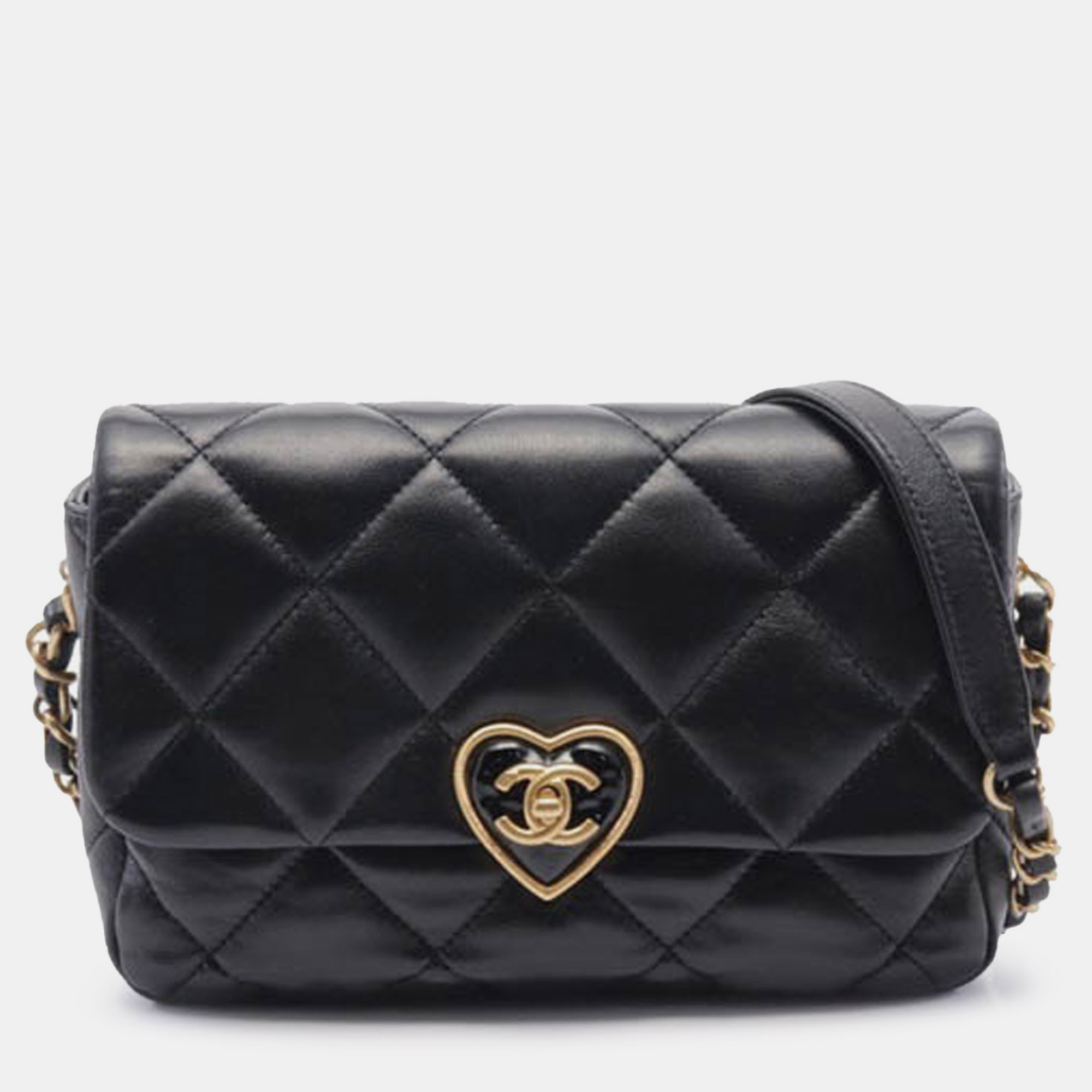 

Chanel Black Small Quilted Lambskin Plexiglass Coco Love Flap