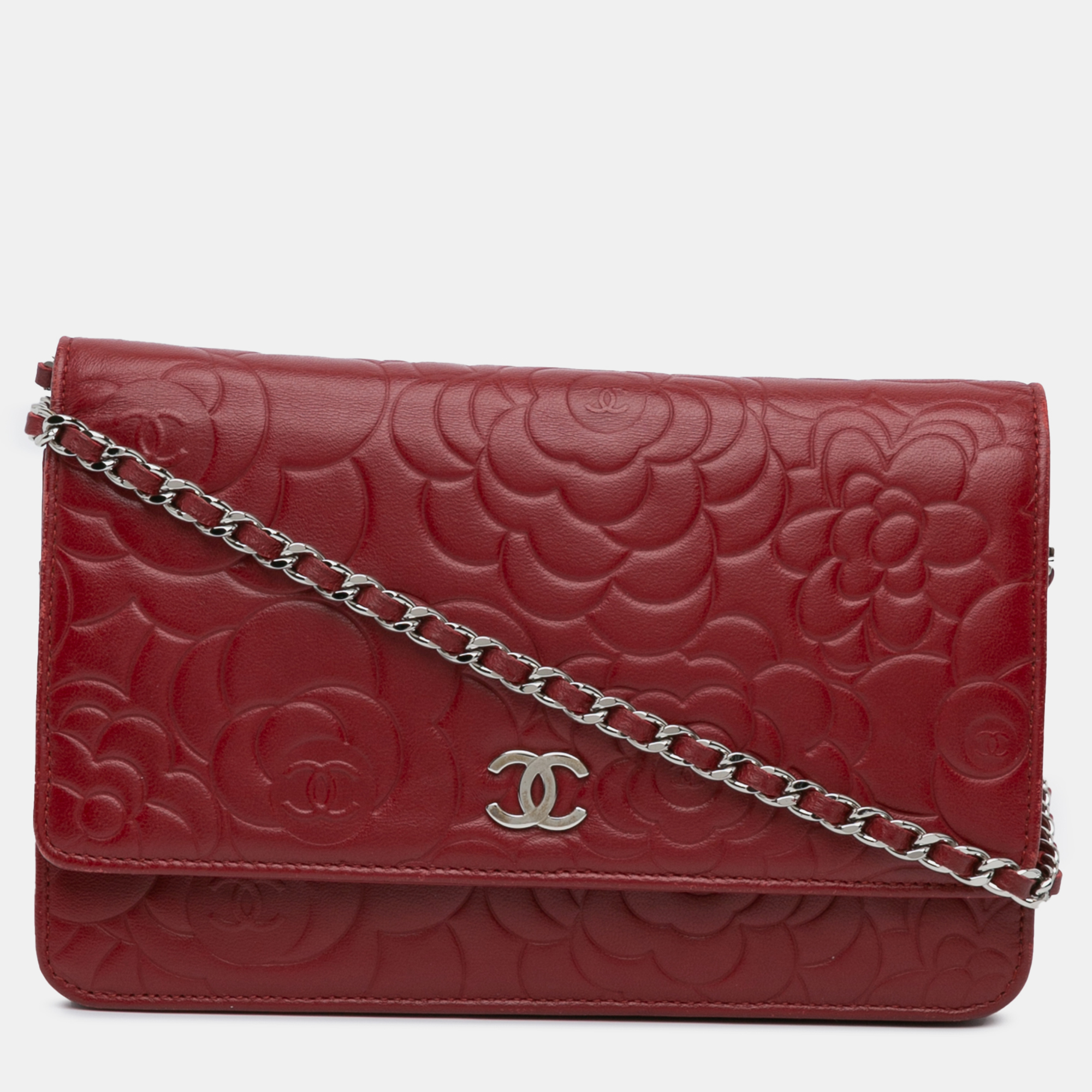 

Chanel Red Lambskin Camellia Wallet On Chain