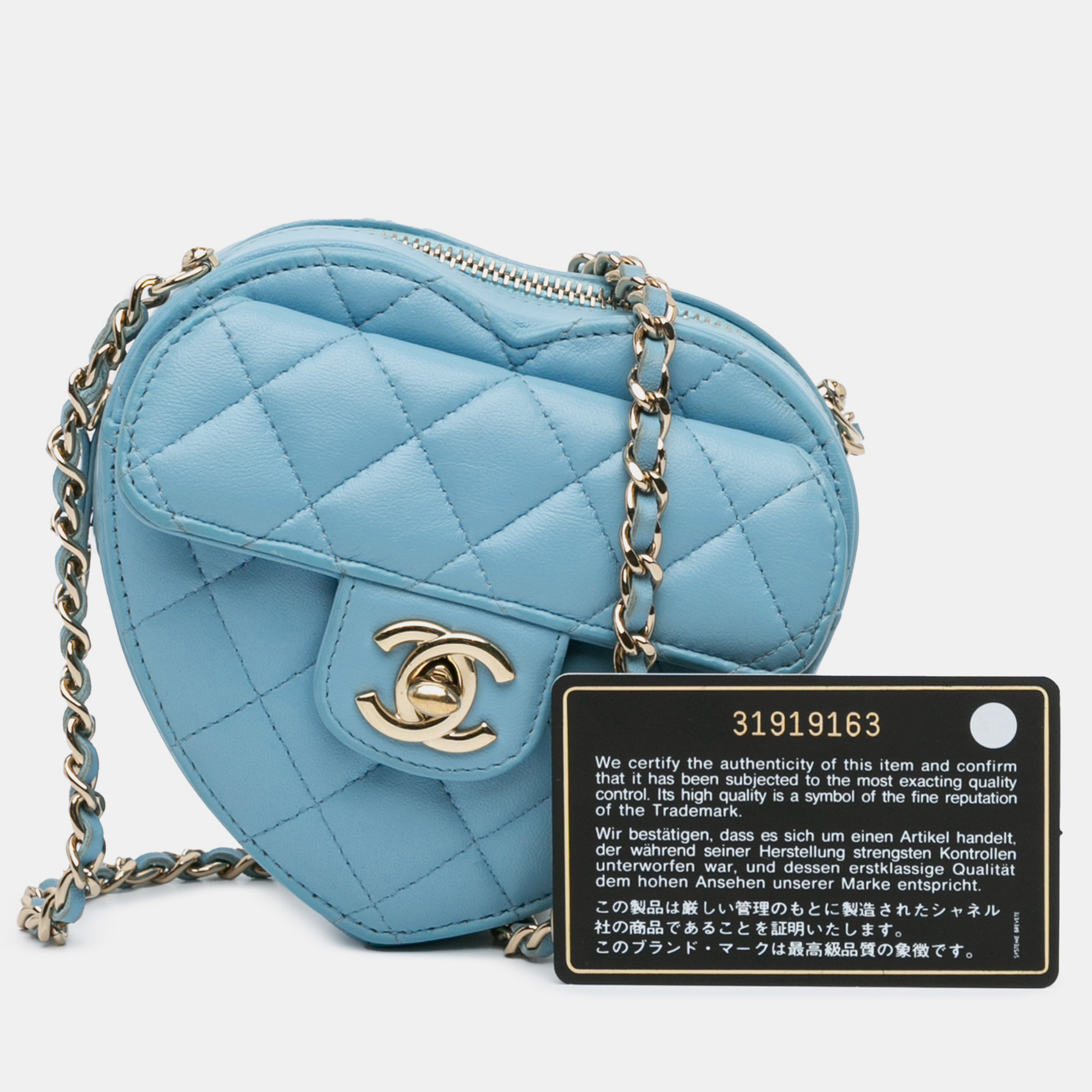 Chanel Blue Mini Lambskin CC in Love Heart Crossbody Bag 