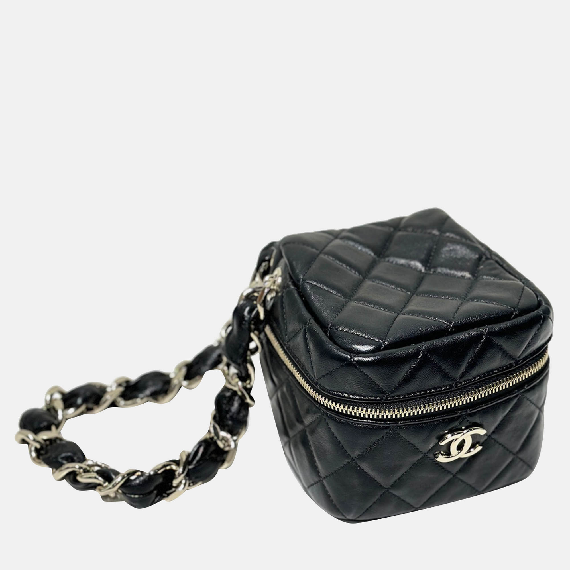 

Chanel Black Leather Dice Soft Box Clutch Bag