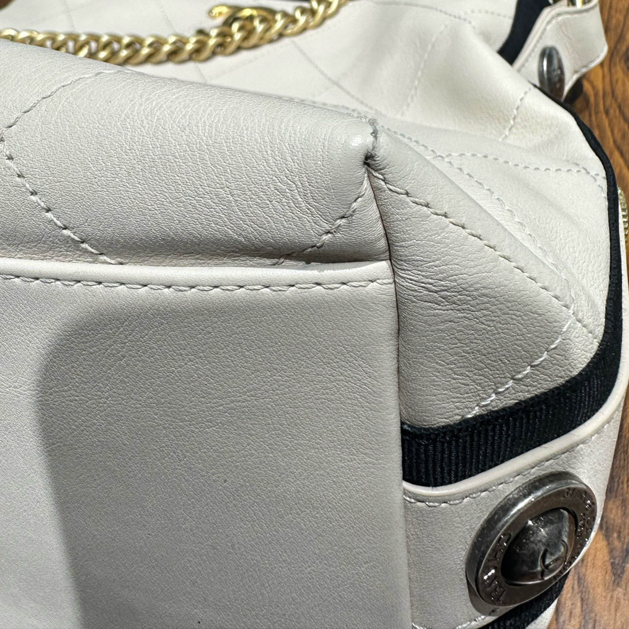 Chanel Cream Vintage Classic Hobo Badge Small Hippie Bag 