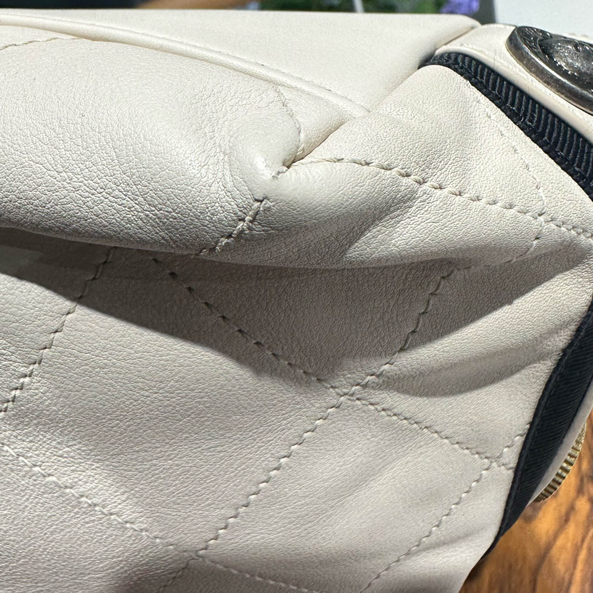 Chanel Cream Vintage Classic Hobo Badge Small Hippie Bag 