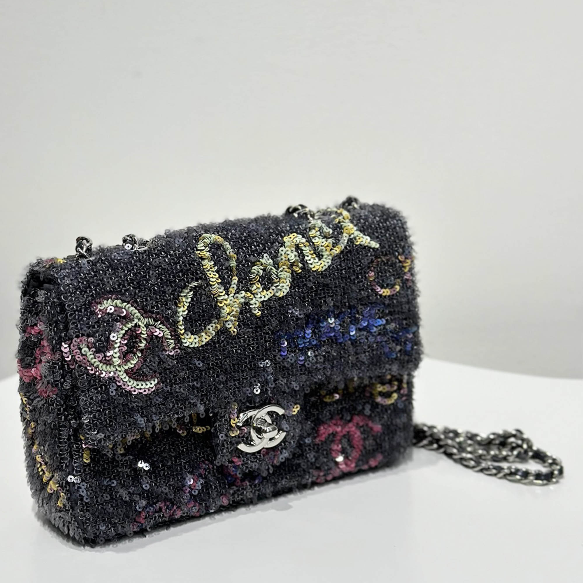Chanel Multicolor Printed Sequin Mini Bag 