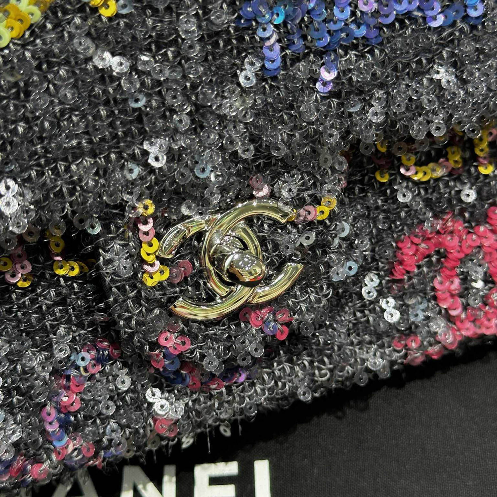 Chanel Multicolor Printed Sequin Mini Bag 