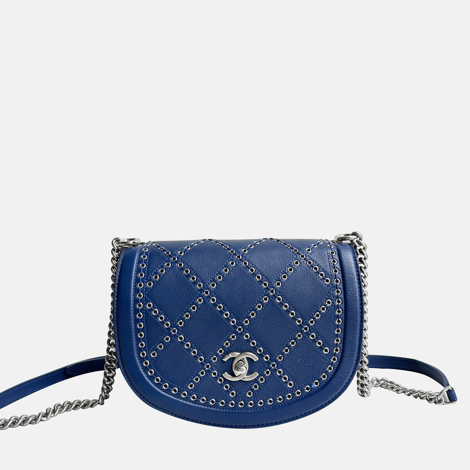 

Chanel Blue rivet small 25 Saddle Bag