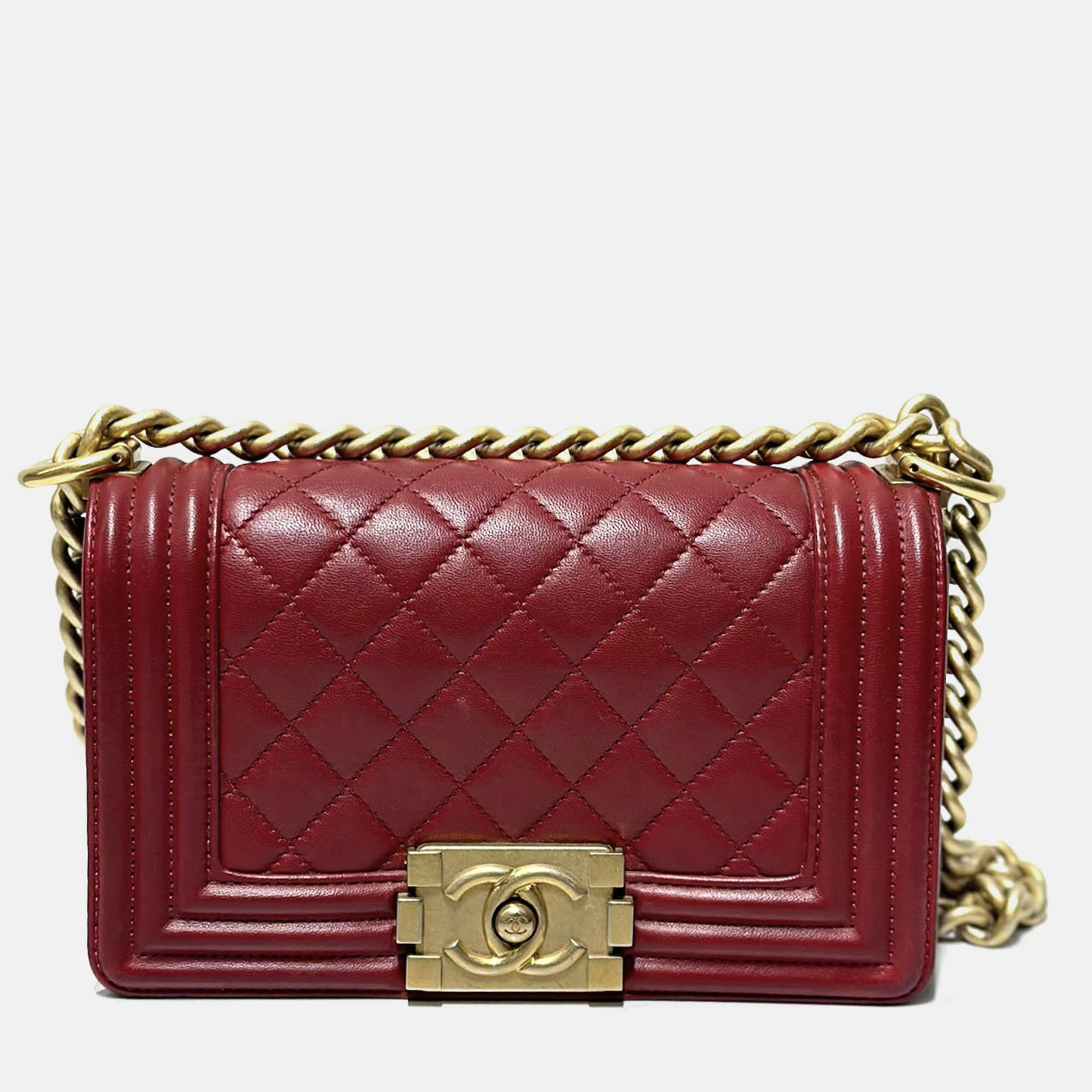 

Chanel Red lambskin leboy small 24 bag