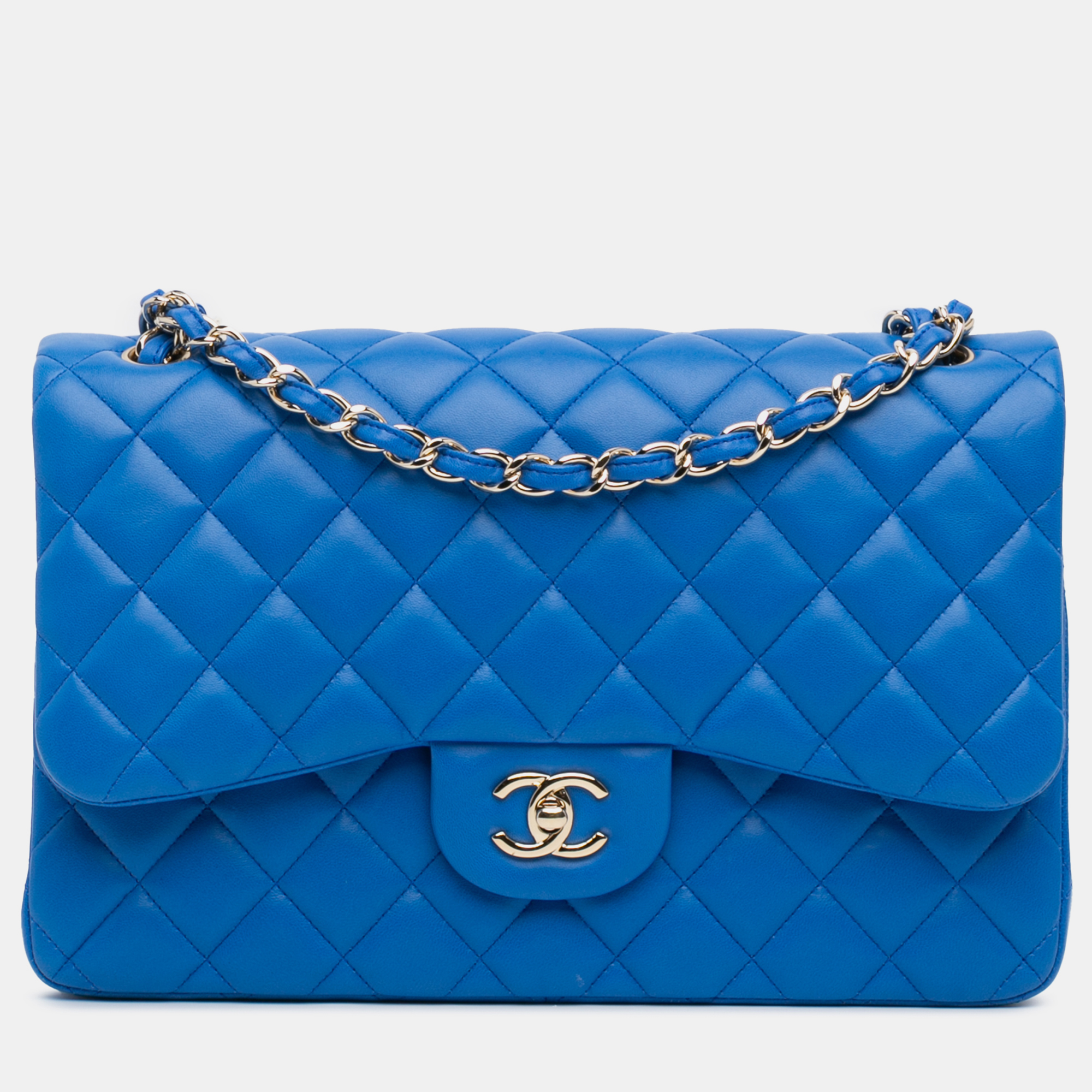 

Chanel Blue Jumbo Classic Lambskin Double Flap