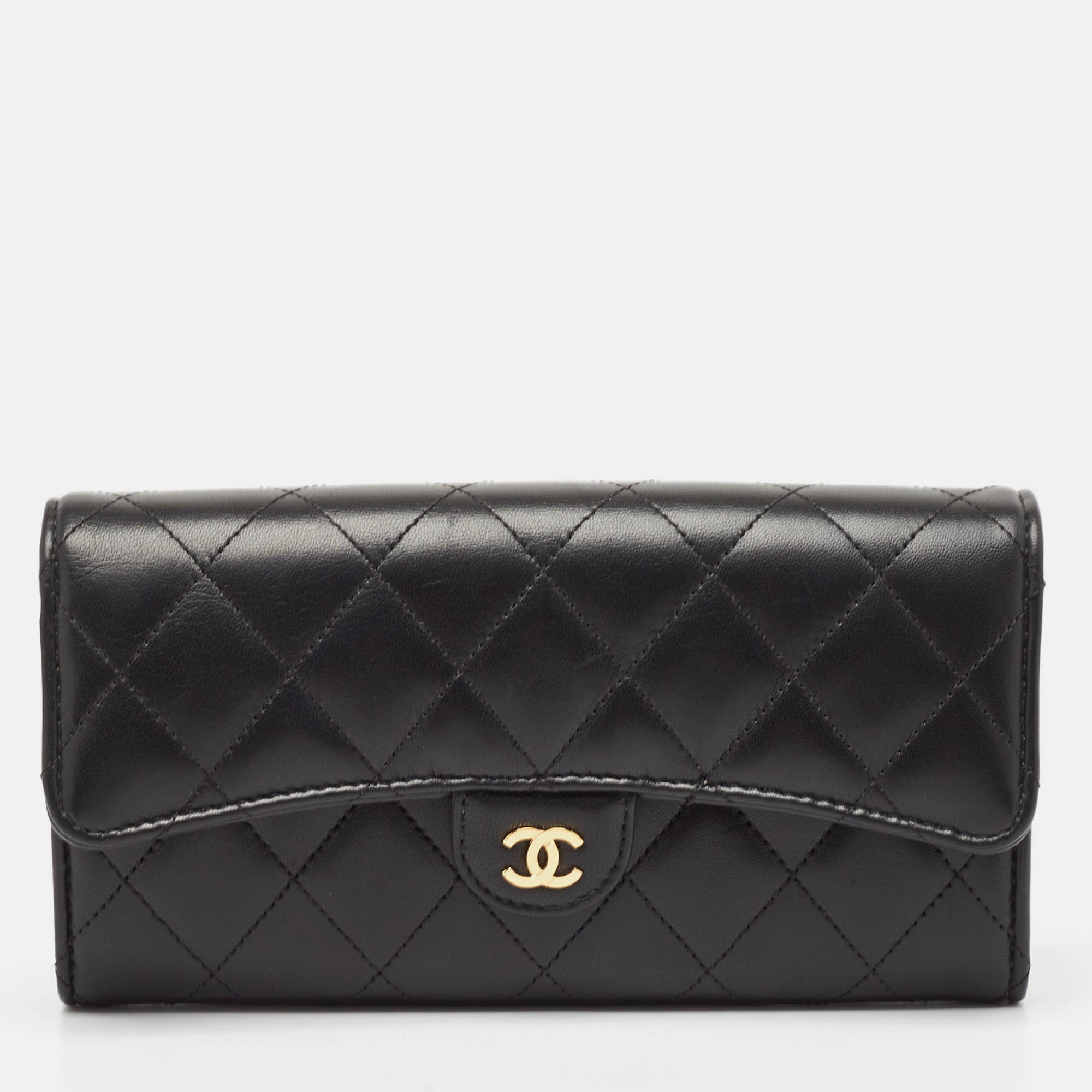 

Chanel Black Quilted Leather Classic Flap Continental Wallet