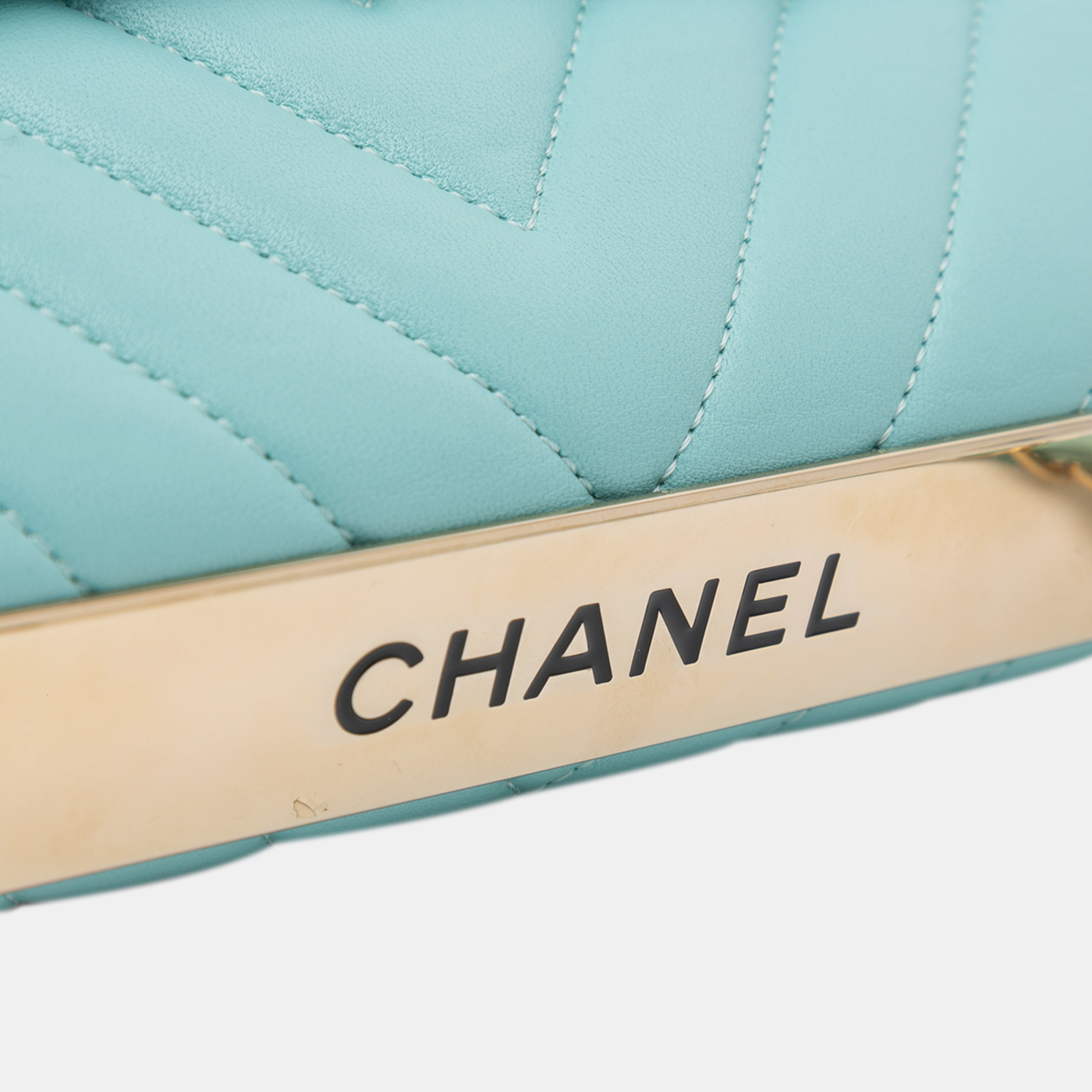 Chanel Blue Chevron Lambskin Trendy CC Flap 