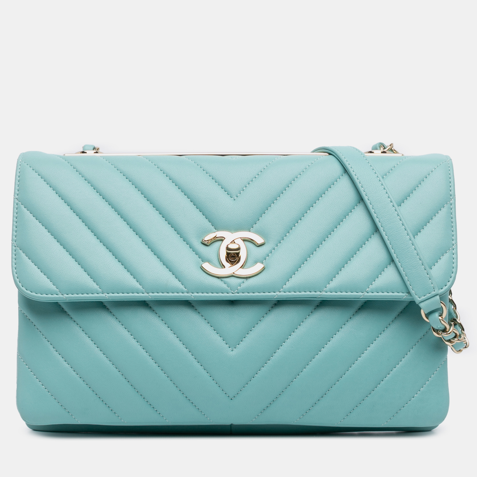 

Chanel Blue Chevron Lambskin Trendy CC Flap